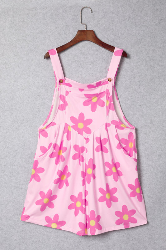 Pocketed Flower Wide Strap Overall Sunset and Swim Carnation Pink S 