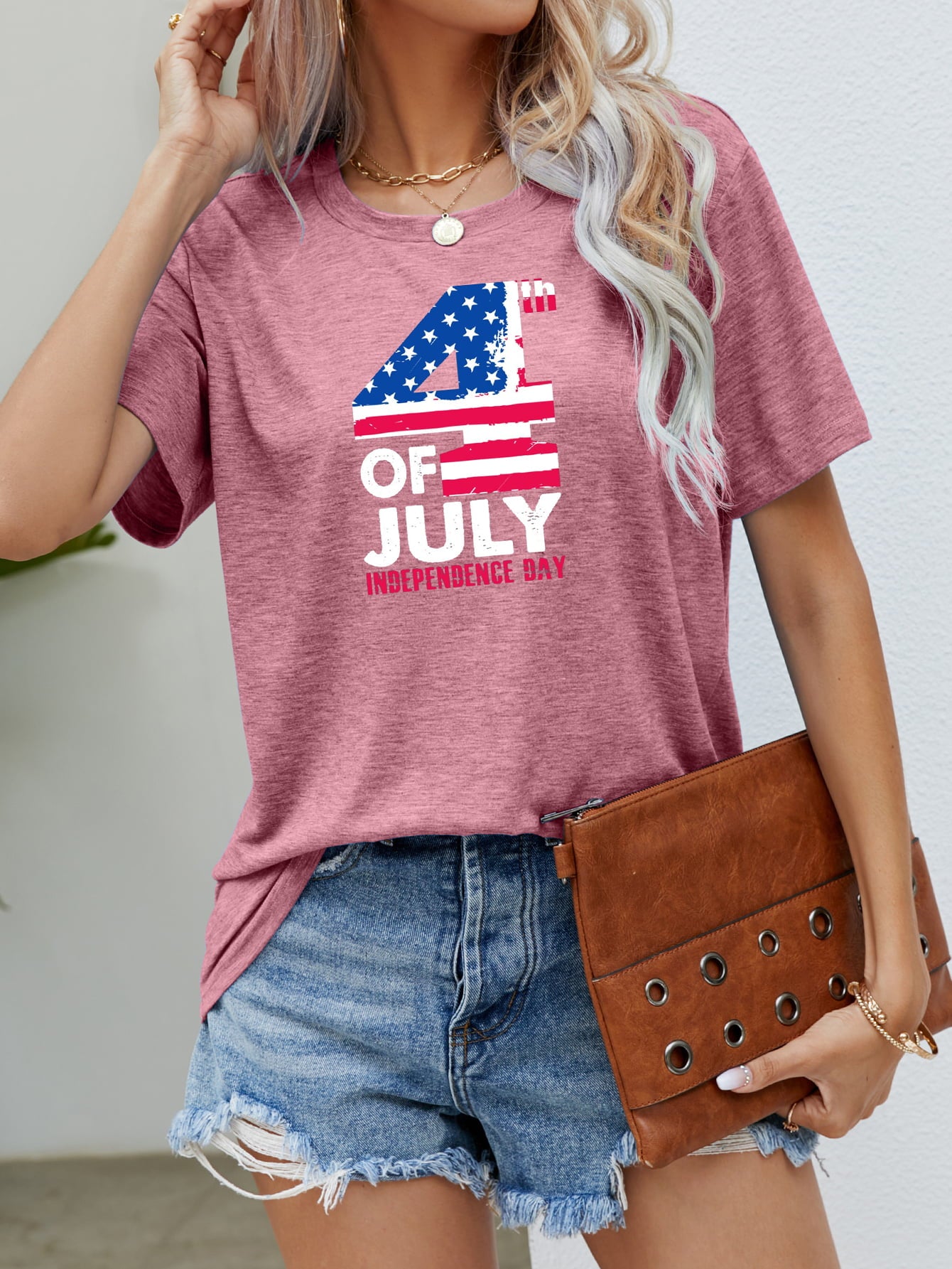 4th OF JULY INDEPENDENCE DAY Graphic Tee  Sunset and Swim Dusty Pink S 