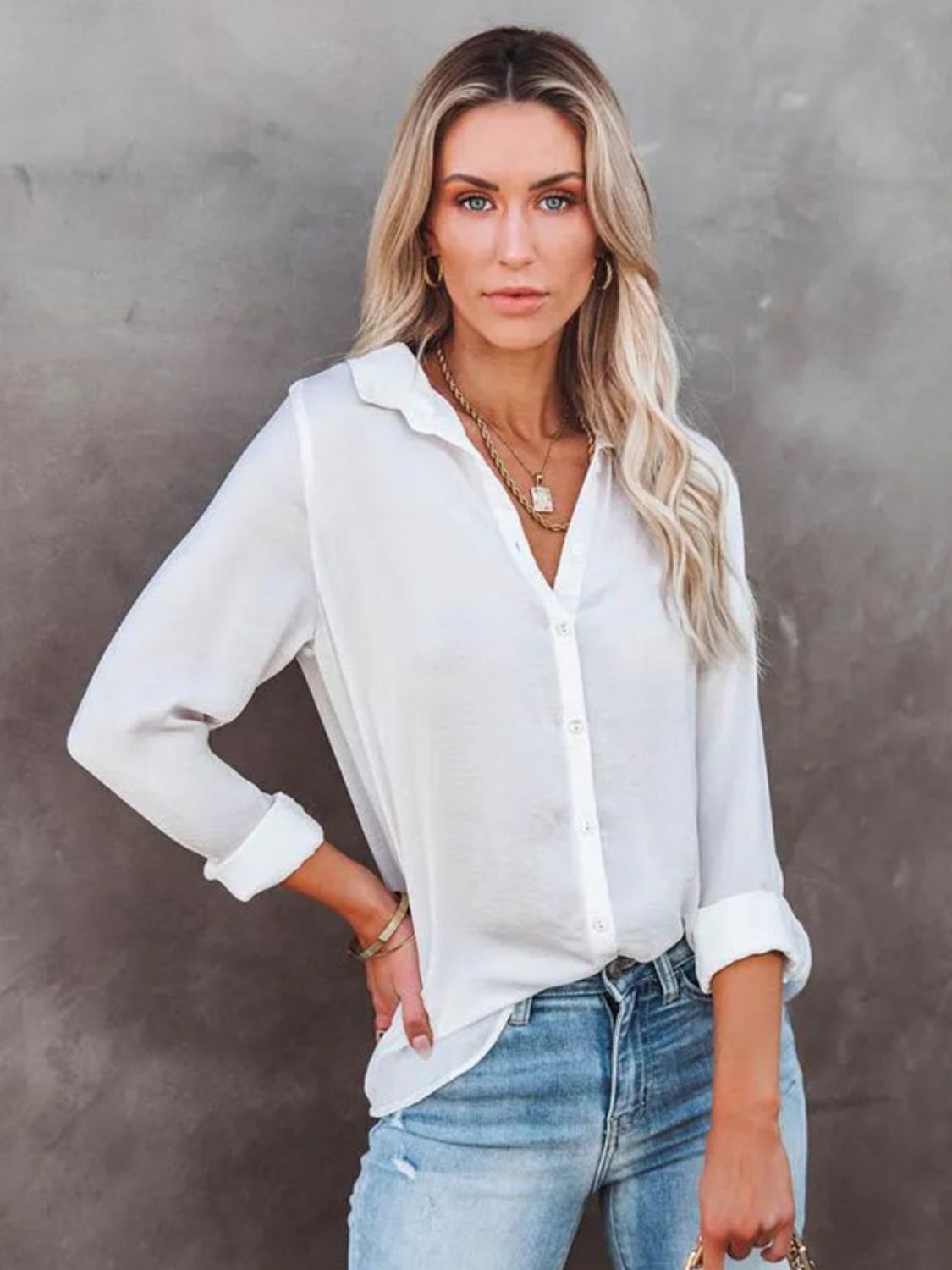 Sunset Vacation Button Down Collared Neck Long Sleeve Shirt Sunset and Swim White S 