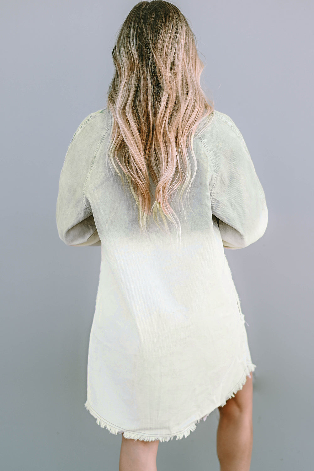 Two-Tone Raw Hem Denim Dress Sunset and Swim   