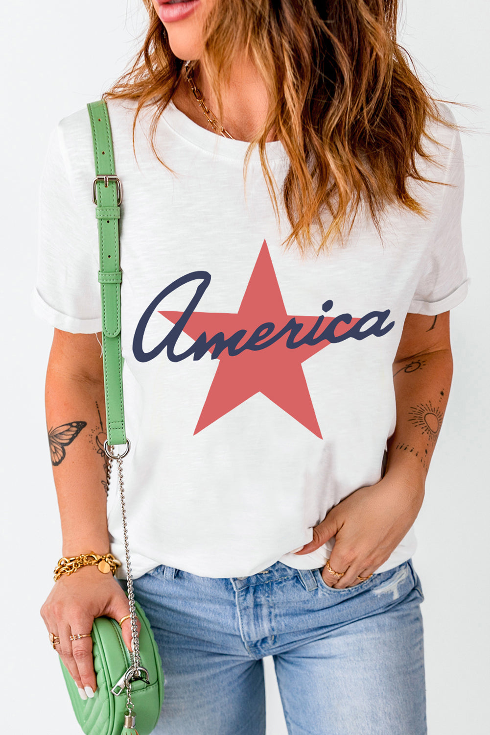 Star Round Neck Short Sleeve T-Shirt Sunset and Swim   