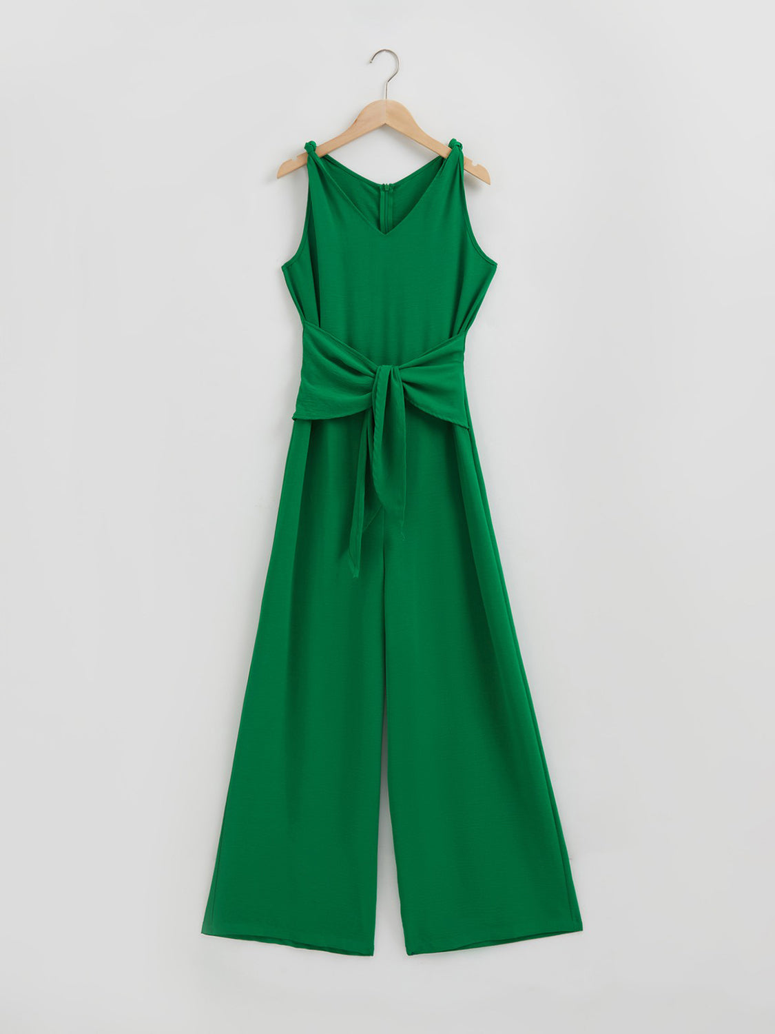 Knot Detail Tie Front Sleeveless Jumpsuit Sunset and Swim   