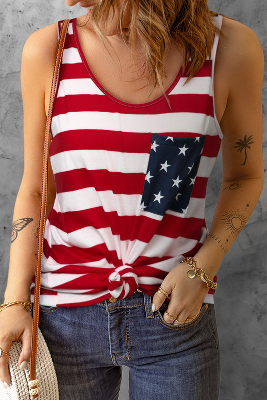 Star and Stripe Scoop Neck Tank  Sunset and Swim White S 