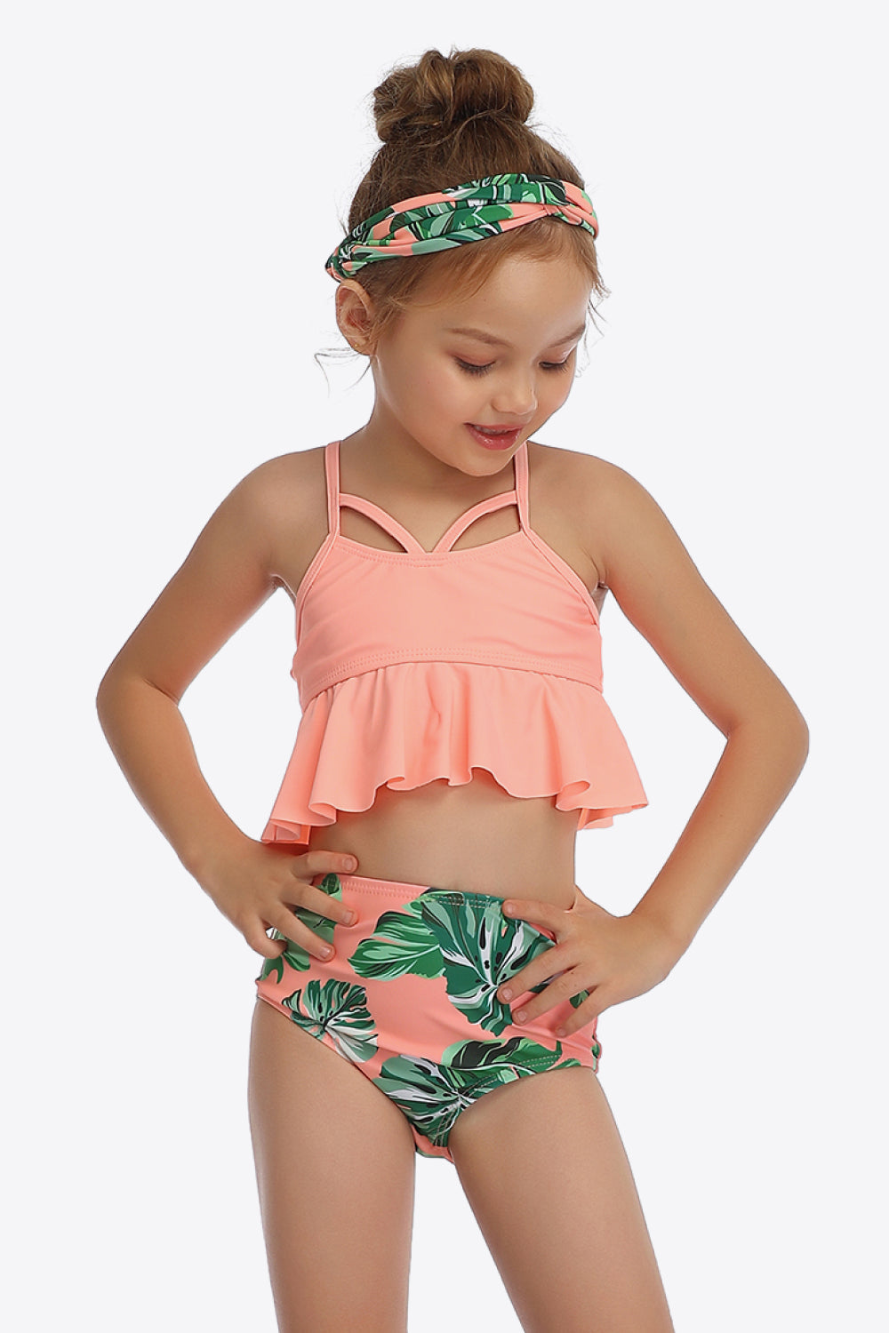 Botanical Print Crisscross Ruffled Two-Piece Swim Set  Sunset and Swim   