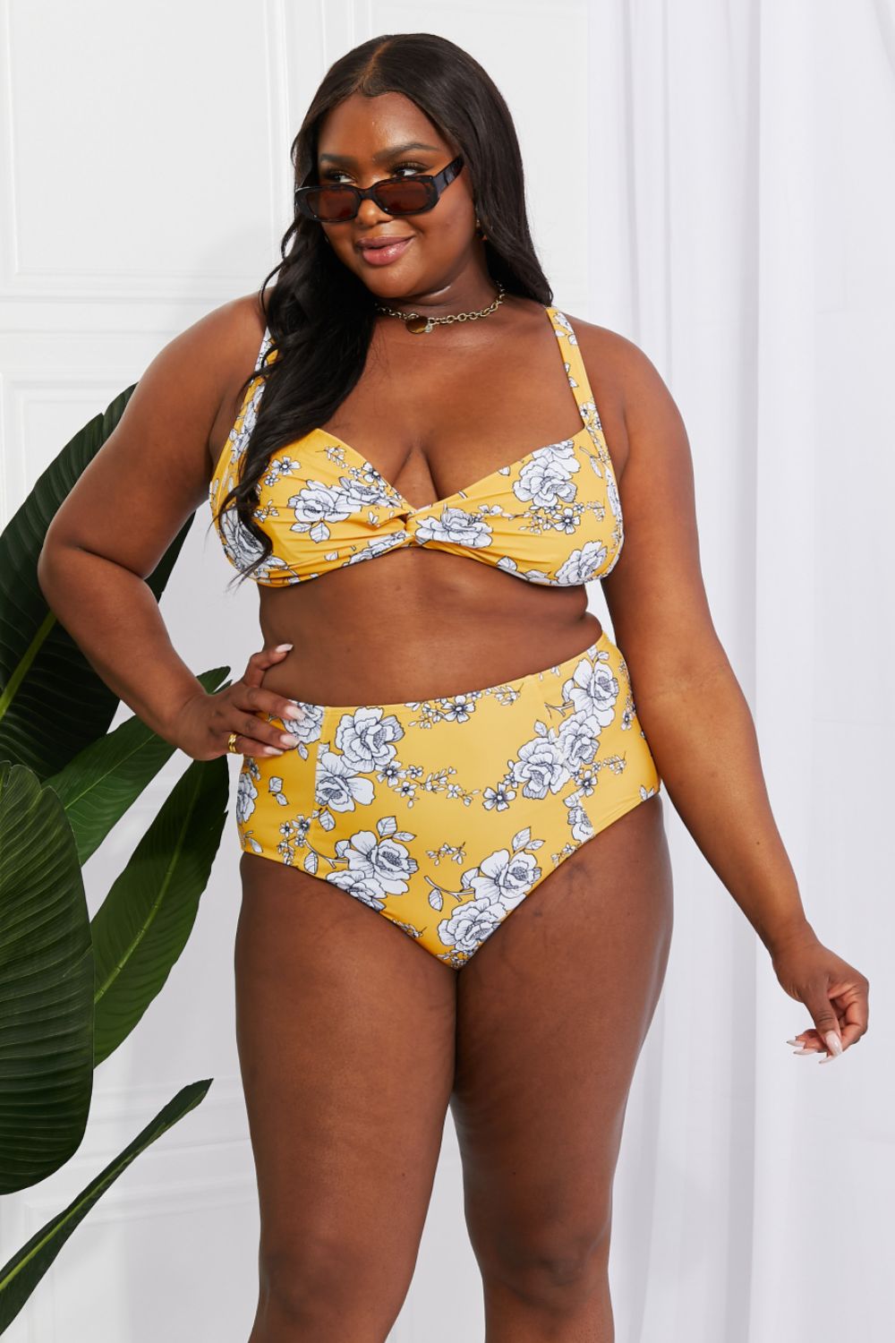 Marina West Swim Take A Dip Twist High-Rise Bikini in Mustard  Sunset and Swim Mustard S 