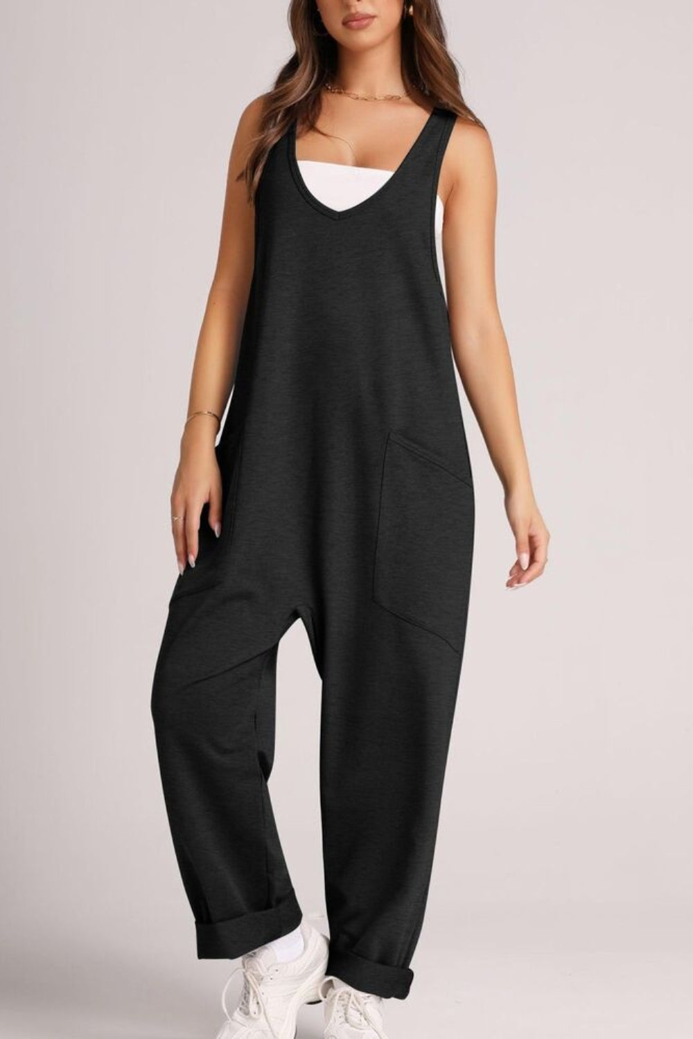 Sunset and Swim  Wide Strap Jumpsuit with Pockets Sunset and Swim Black S 