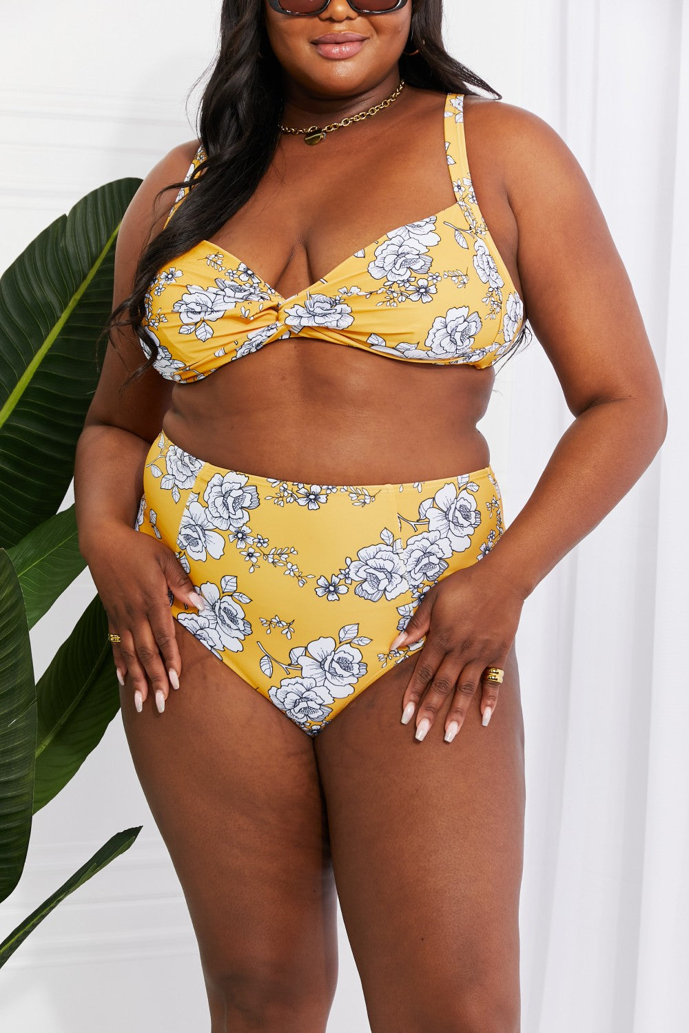 Marina West Swim Take A Dip Twist High-Rise Bikini in Mustard  Sunset and Swim   