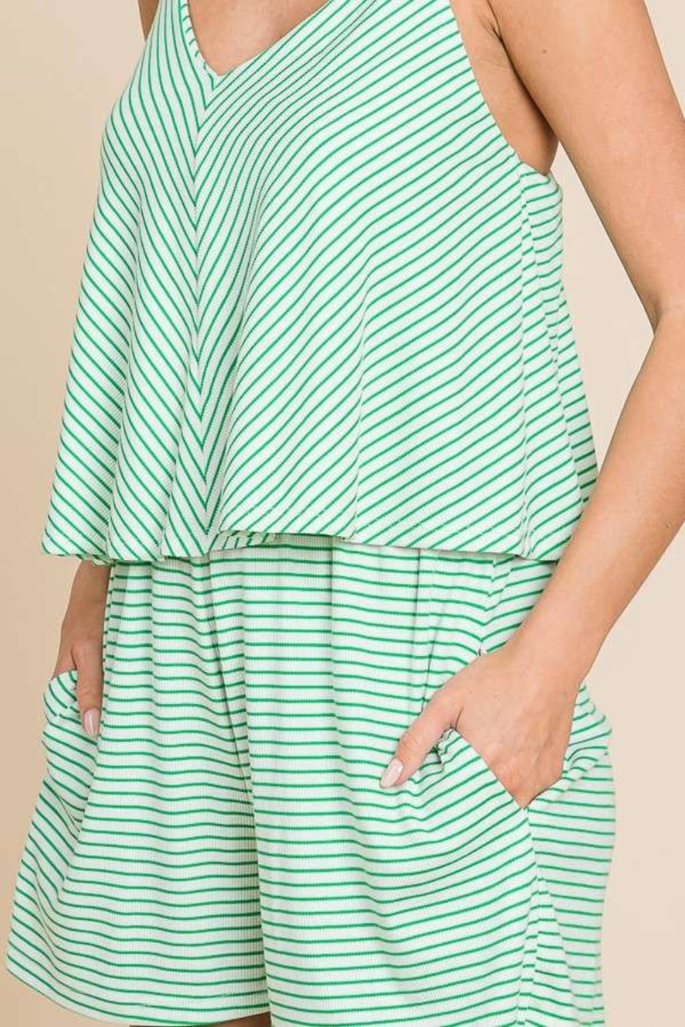 Sunset and Swim  Plus Size Double Flare Striped Romper Sunset and Swim   