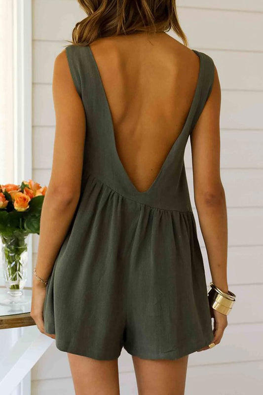 Backless Wide Strap Romper  Sunset and Swim   