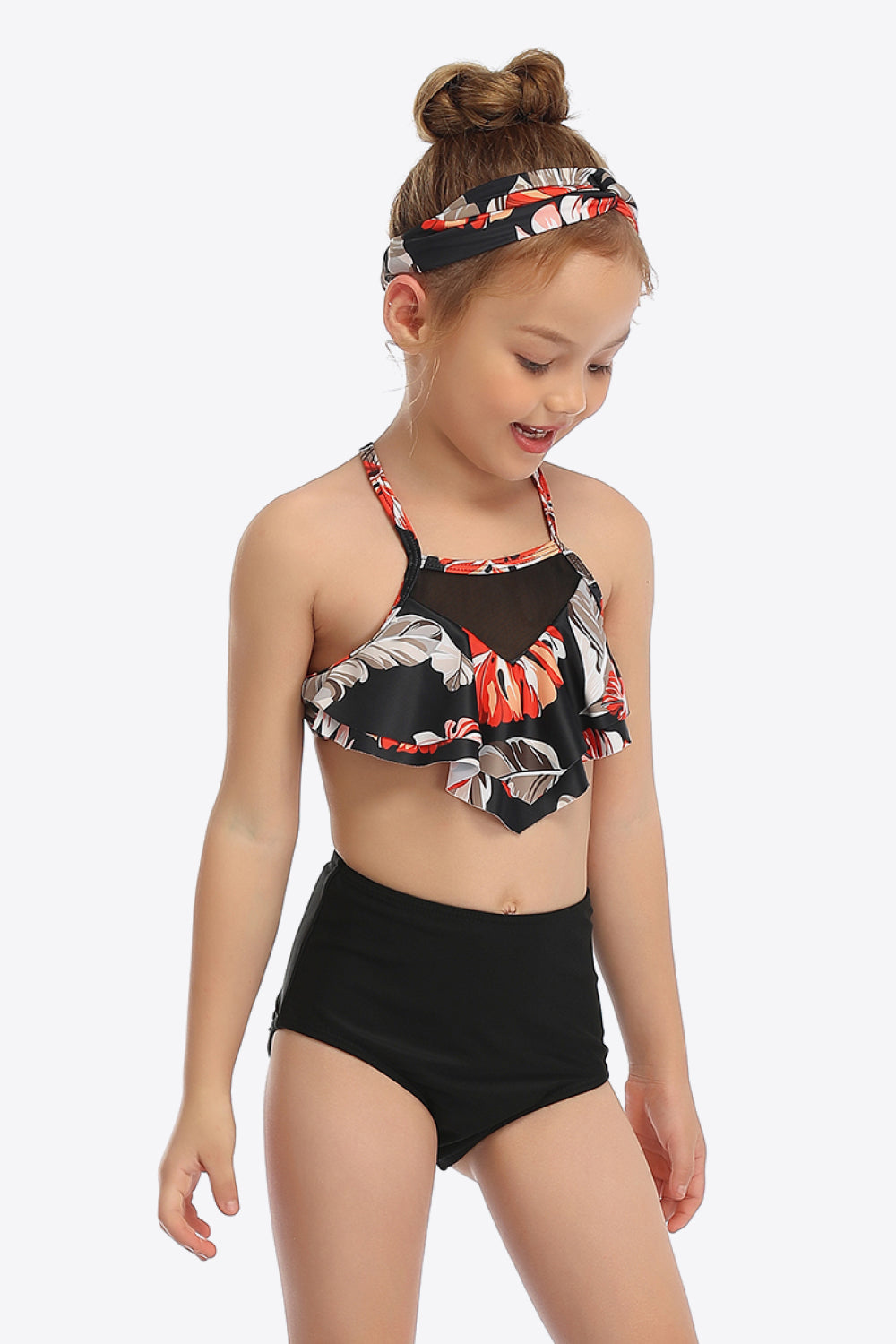 Sunset Vacation  Botanical Print Ruffled Two-Piece Swim Set I Kids Swimwear  Sunset and Swim   