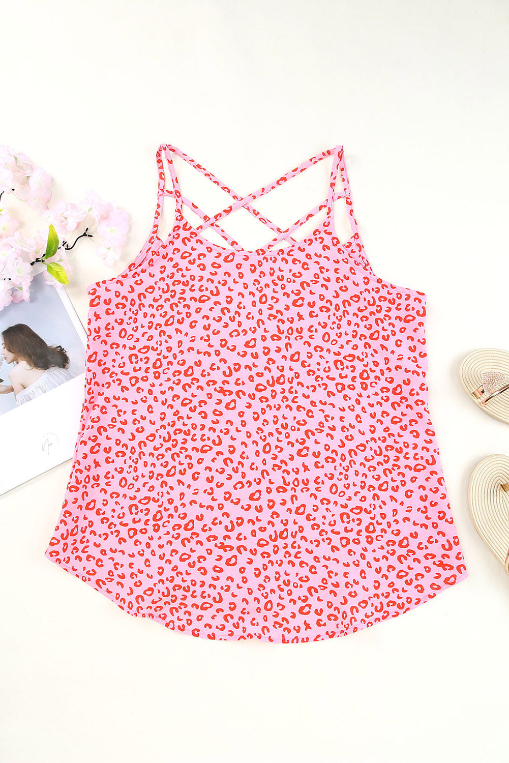 Cutout Leopard Round Neck Tank Sunset and Swim   