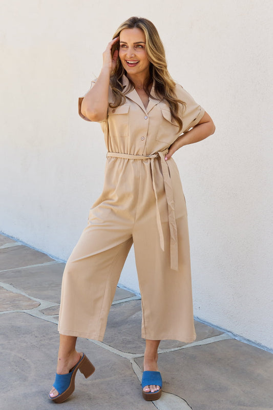 Petal Dew All In One Plus Size Solid Jumpsuit Sunset and Swim Tan S 