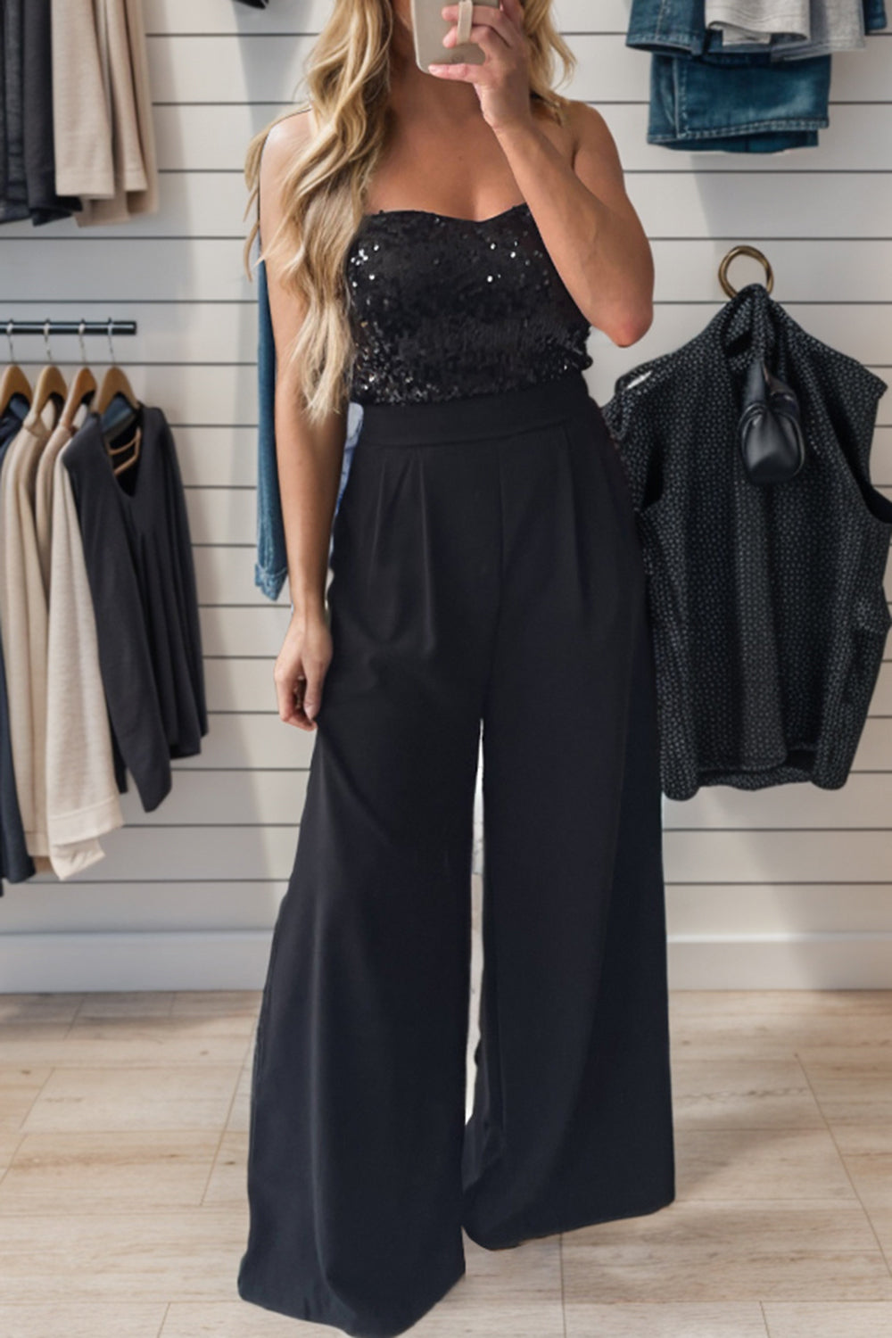 Sequin Tube Wide Leg Jumpsuit  Sunset and Swim   