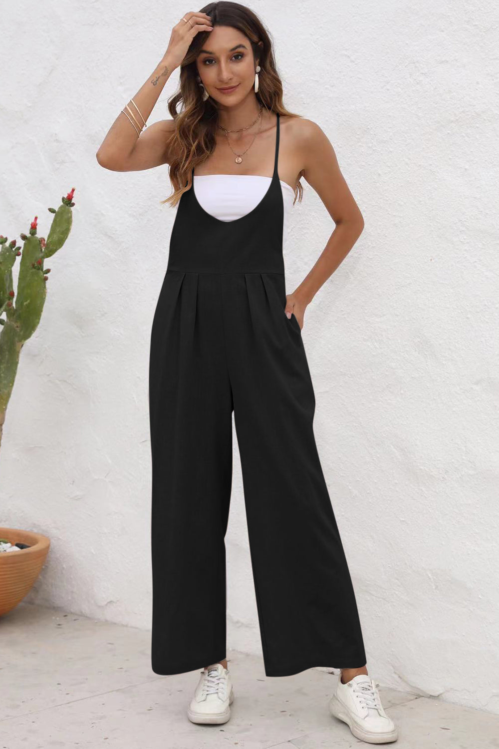 Sunset and Swim  Tie Back Sleeveless Wide Leg Jumpsuit Sunset and Swim   