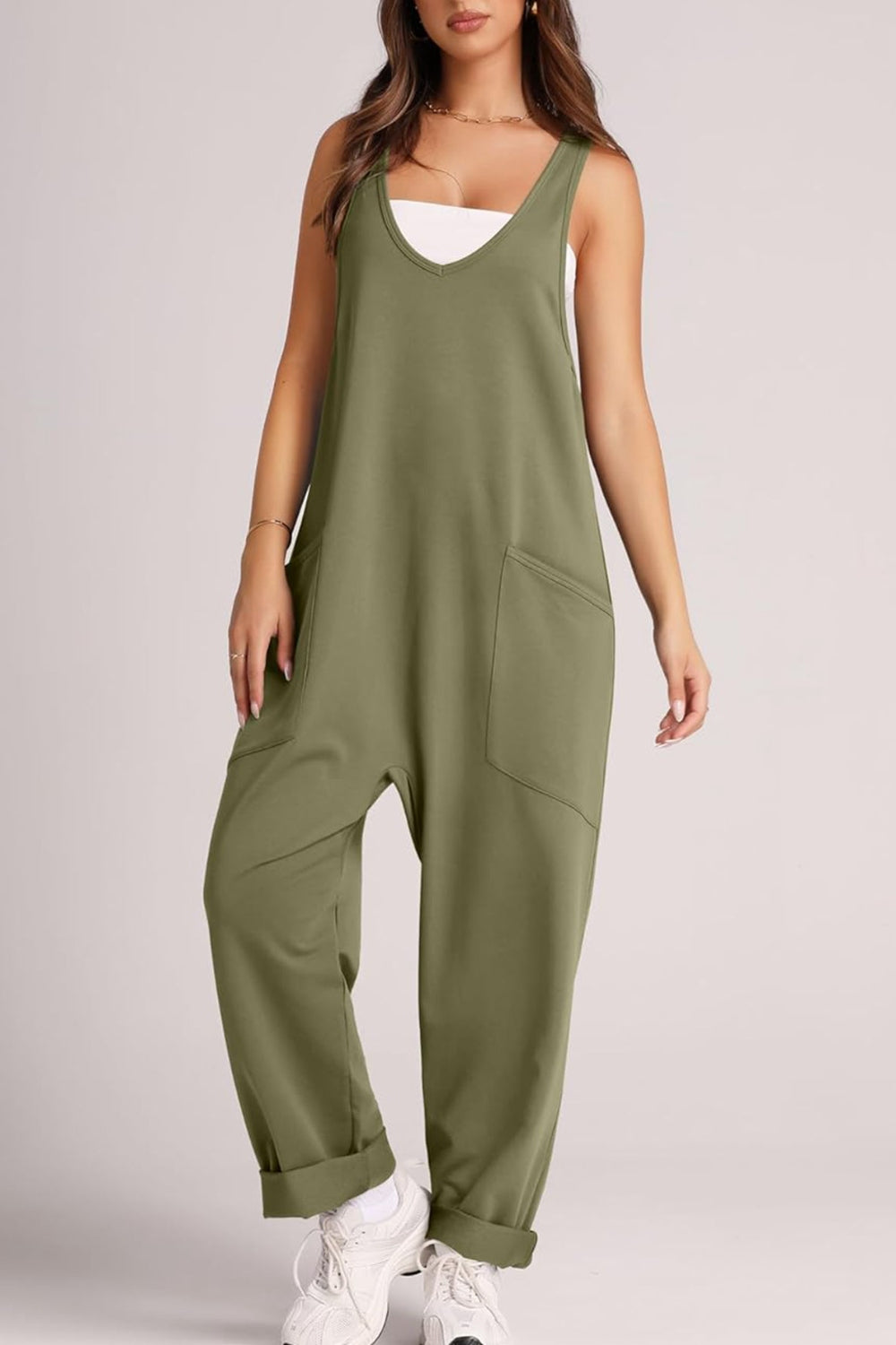 Sunset and Swim  Wide Strap Jumpsuit with Pockets Sunset and Swim   