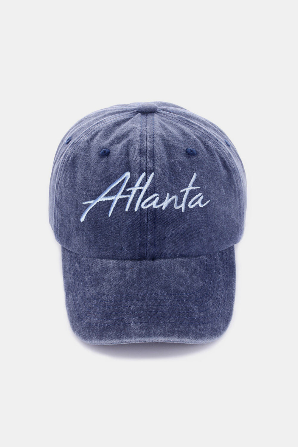 Zenana Washed ATLANTA Embroidered Baseball Cap Sunset and Swim Atlanta Navy One Size 