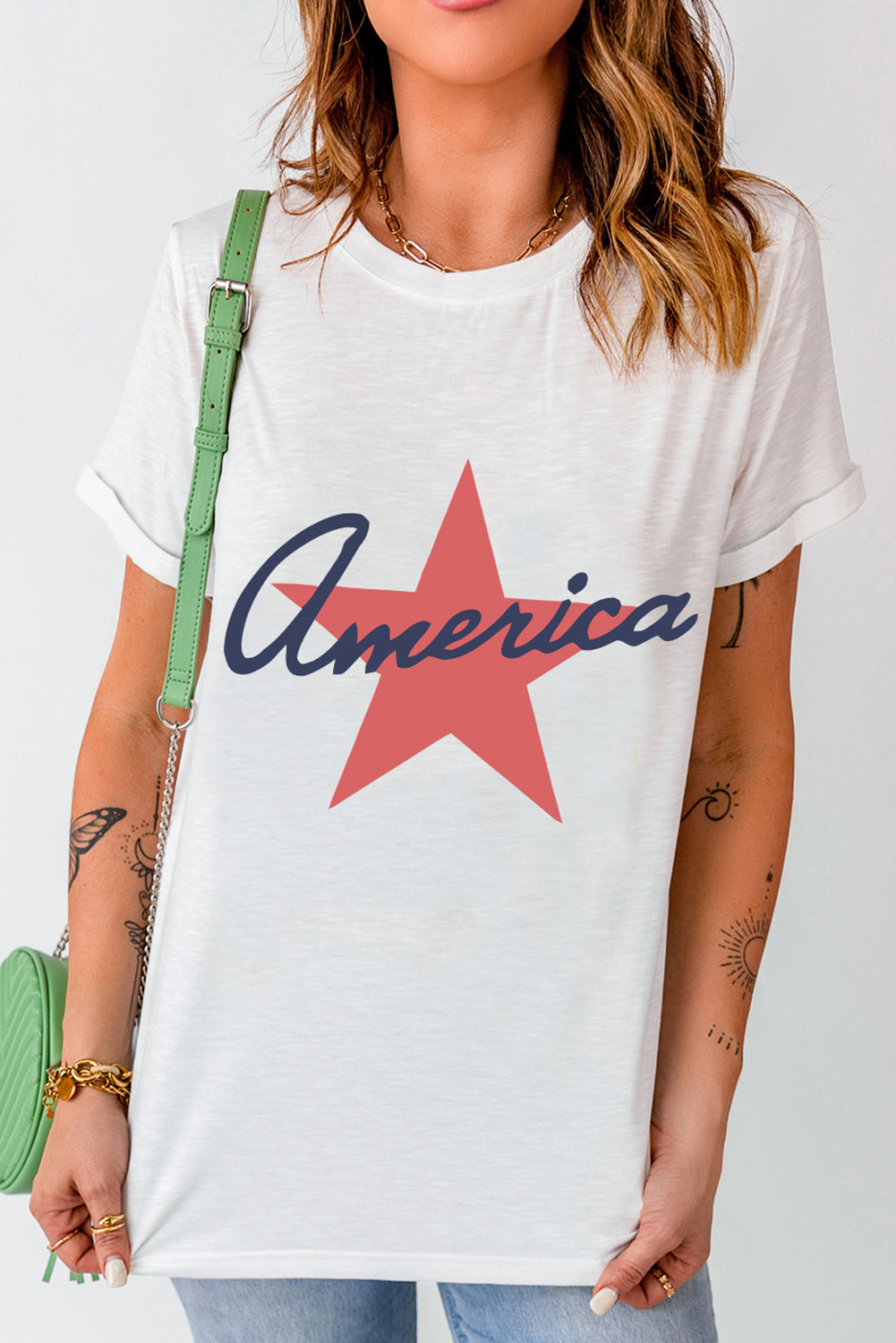 Star Round Neck Short Sleeve T-Shirt Sunset and Swim   