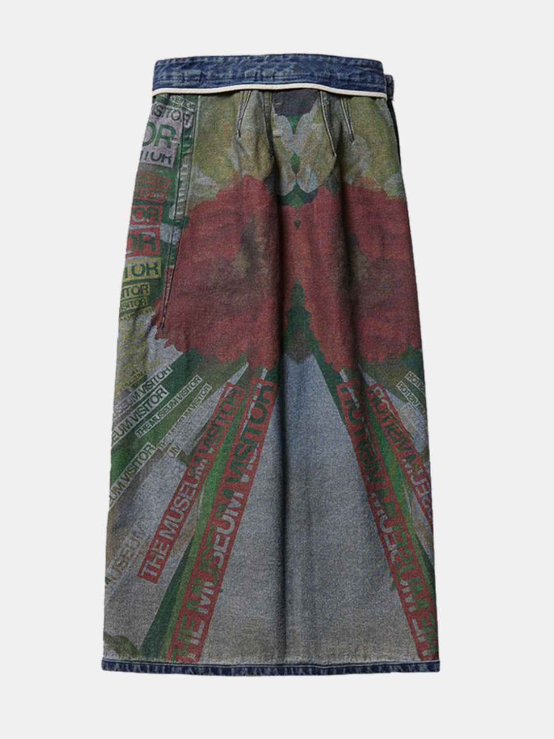 Reversible Slit Printed Midi Denim Skirt  Sunset and Swim   