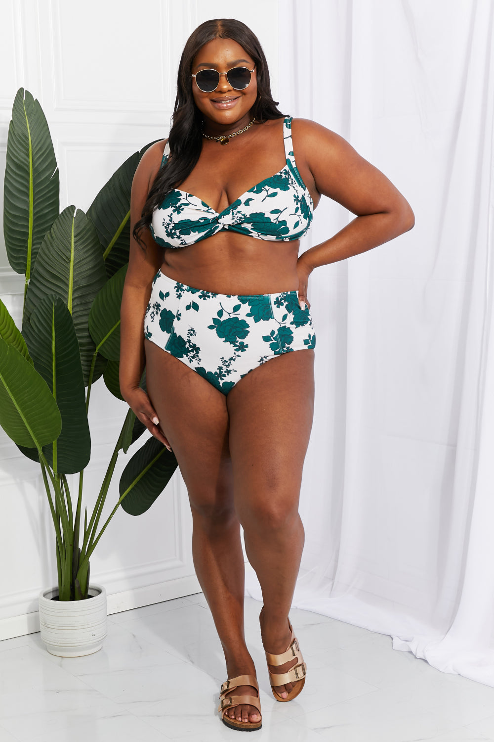 Marina West Swim Take A Dip Twist High-Rise Bikini in Forest Sunset and Swim   