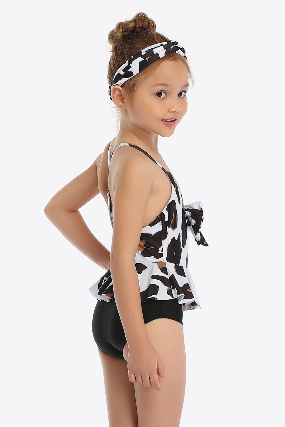 Sunset Vacation  Printed Bow Detail Ruffled One-Piece Swimsuit I Kids Swimwear  Sunset and Swim   