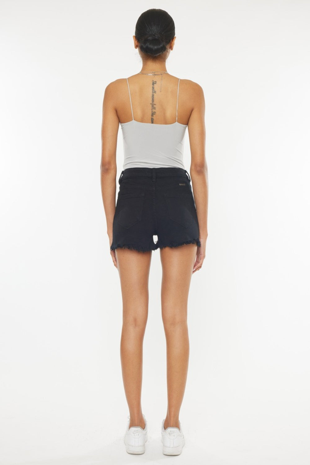 Kancan High Rise Raw Hem Denim Shorts Sunset and Swim   