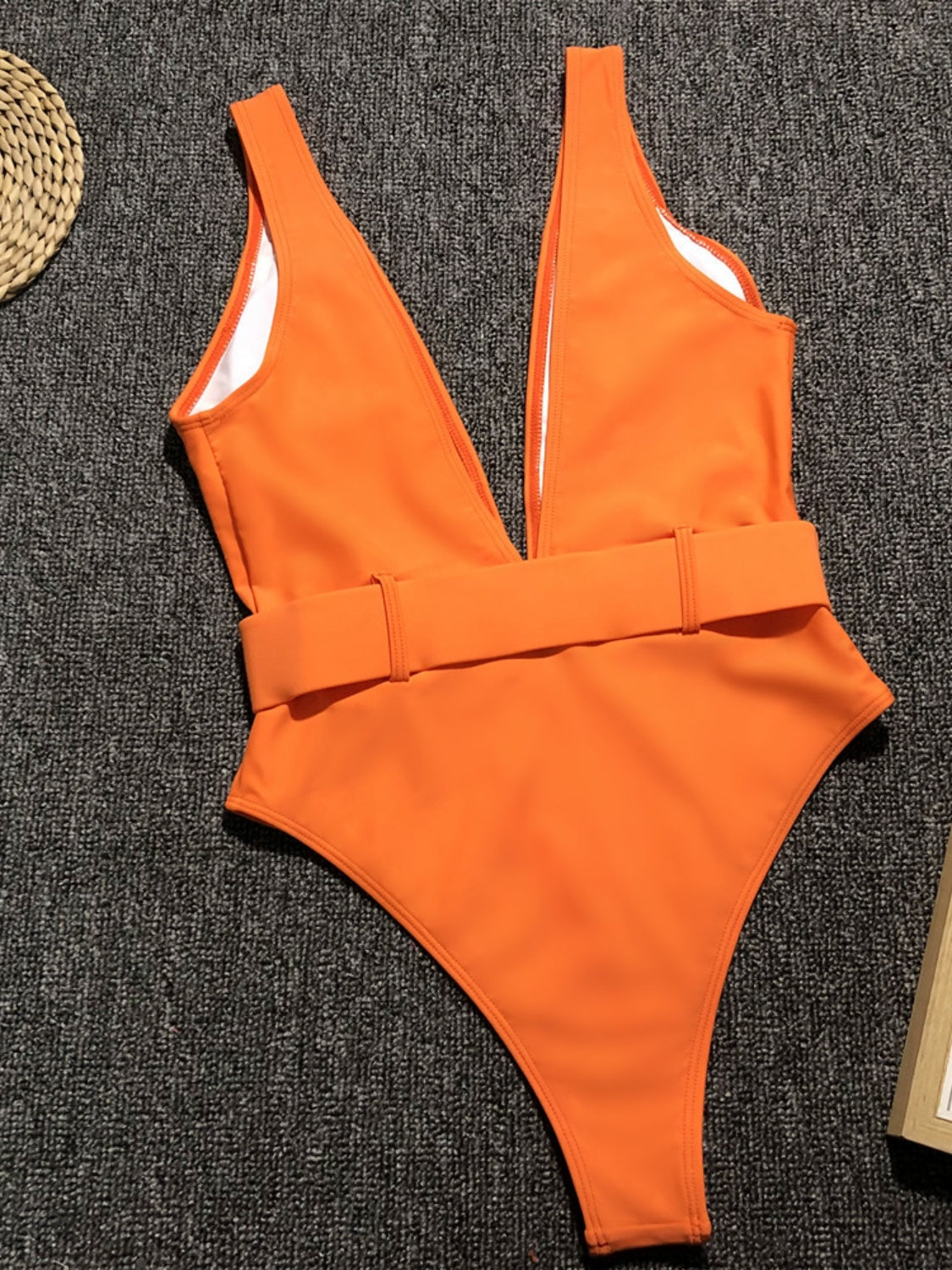 Sunset Vacation  Plunge Wide Strap Sleeveless One-Piece Swimwear  Sunset and Swim   