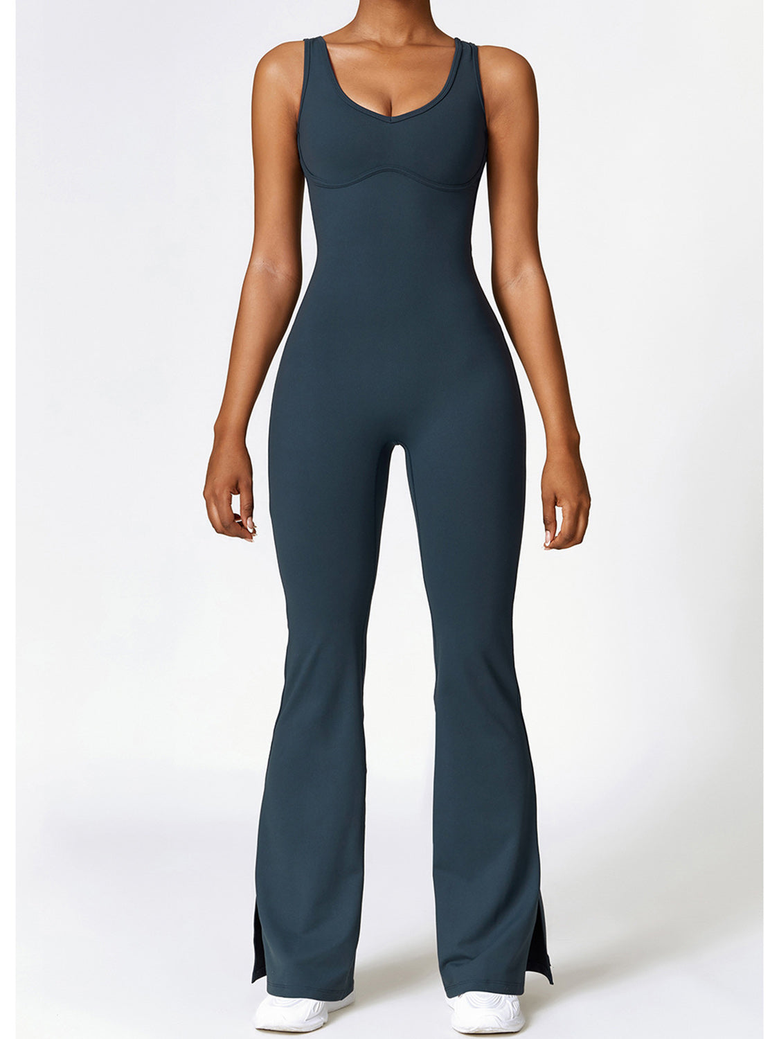 Sunset and Swim  Wide Strap Bootcut Slit Active Jumpsuit Sunset and Swim   