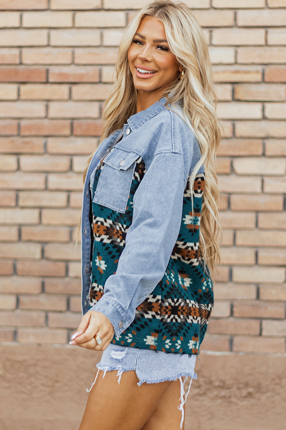 Pocketed Button Up Long Sleeve Denim Jacket Sunset and Swim   