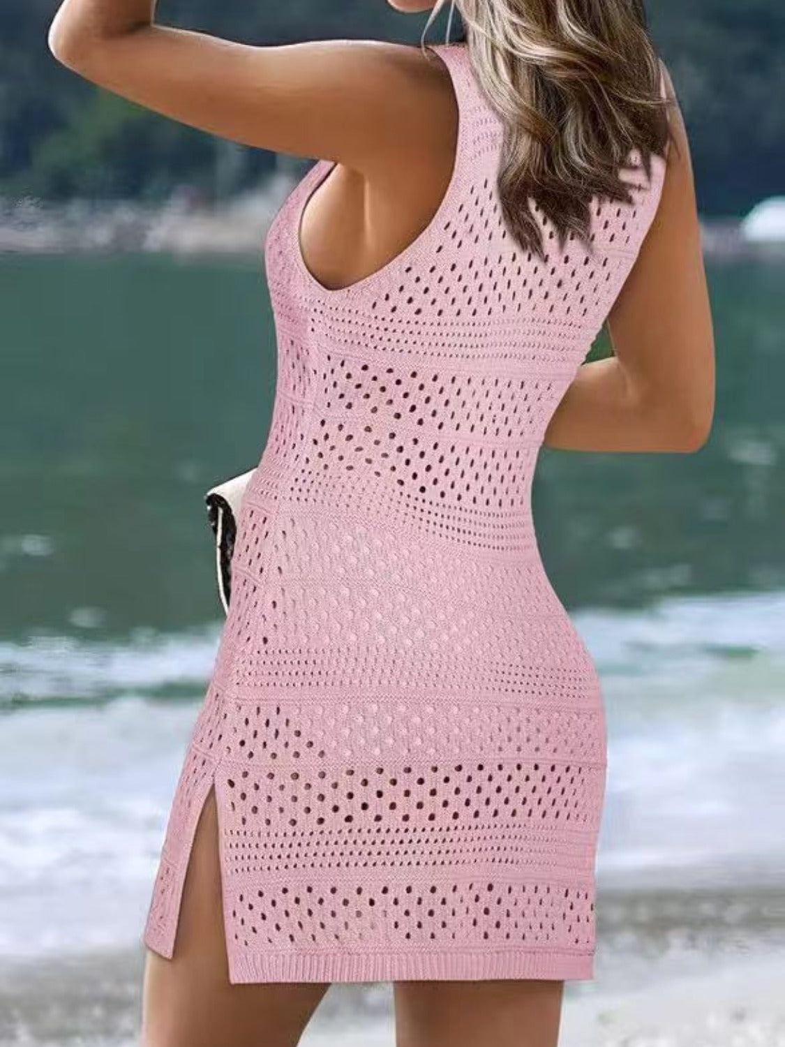 Sunset Vacation Openwork Scoop Neck Cover Up Sunset and Swim   