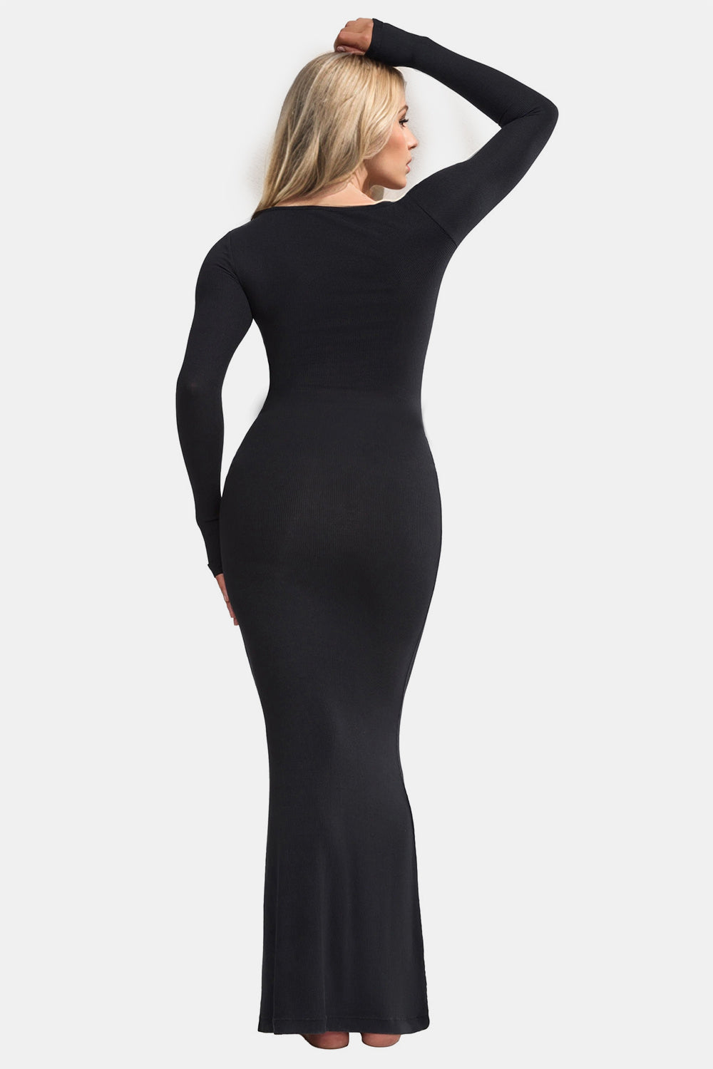 Basic Bae Built-In Shapewear Square Neck Long Sleeve Maxi Dress Sunset and Swim   