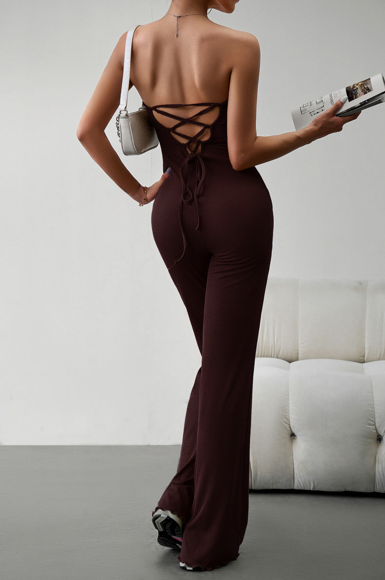 Strapless Lace-Up Jumpsuit  Sunset and Swim   