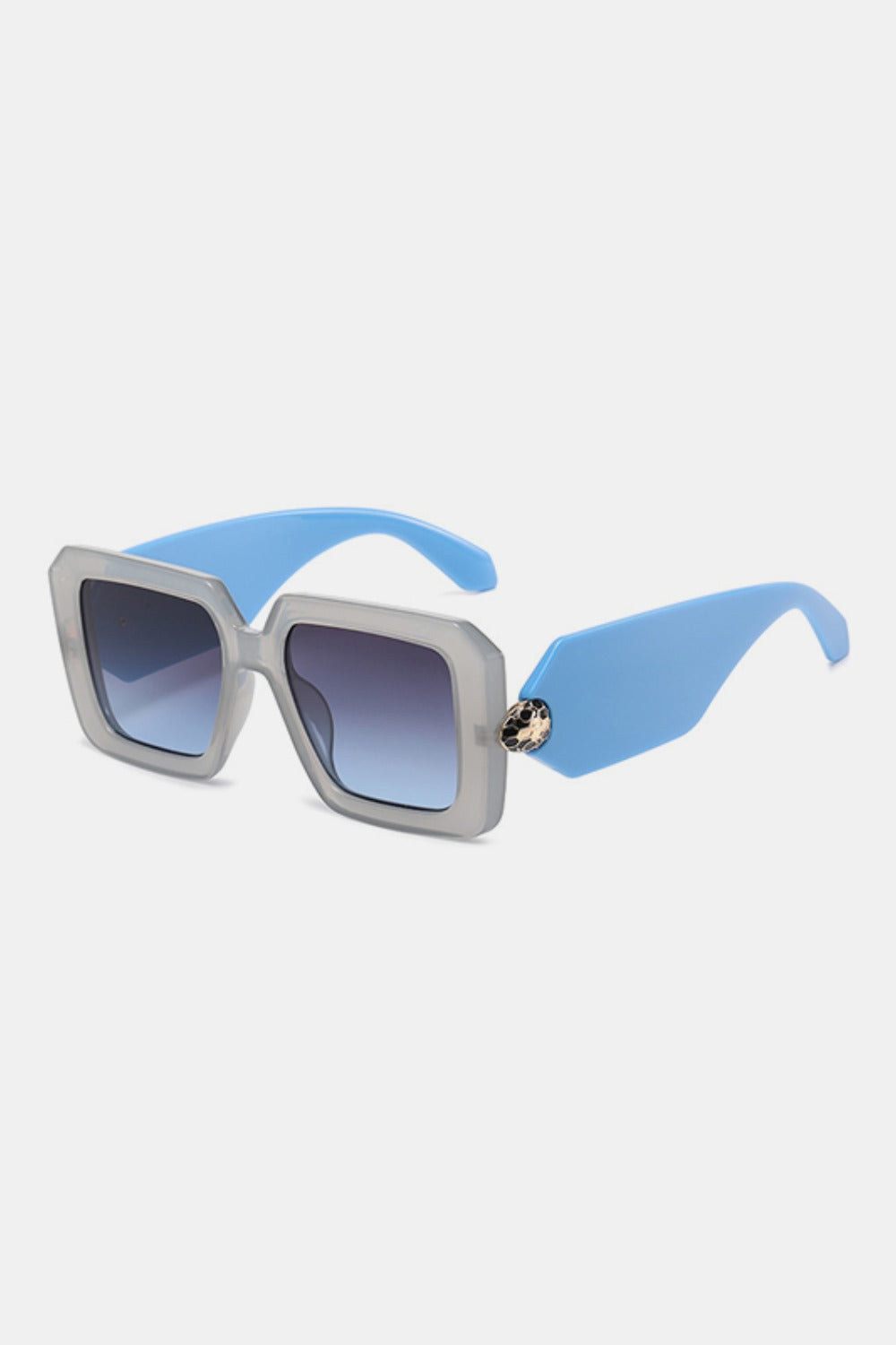 Polycarbonate Frame Square Sunglasses Sunset and Swim Pastel  Blue One Size 