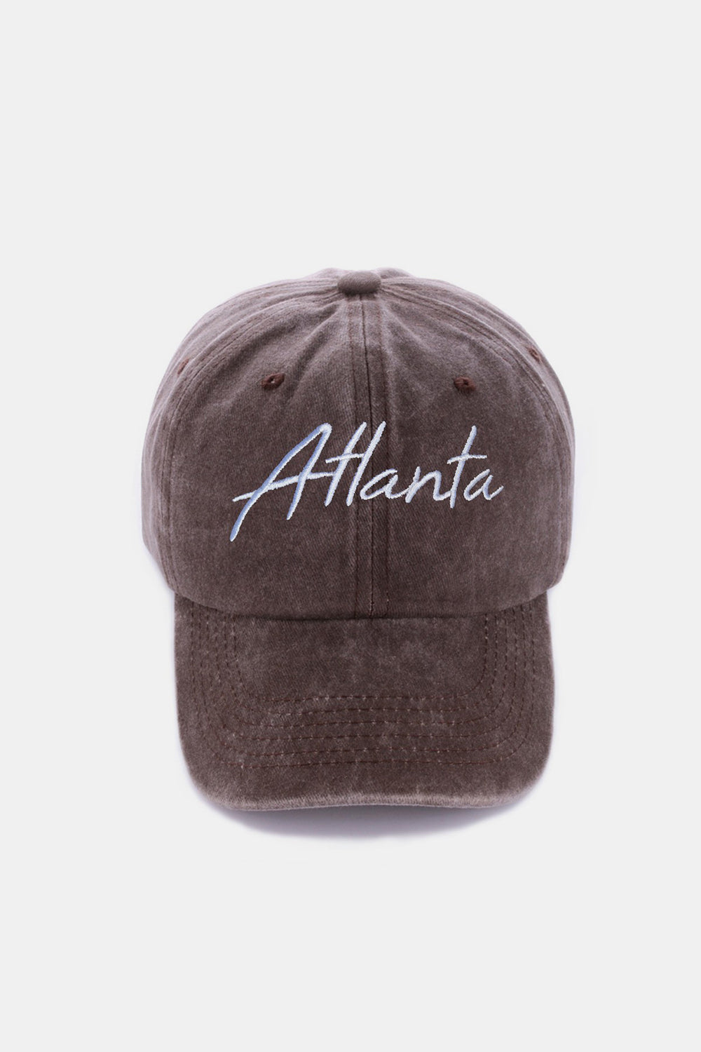 Zenana Washed ATLANTA Embroidered Baseball Cap Sunset and Swim Atlanta Brown One Size 