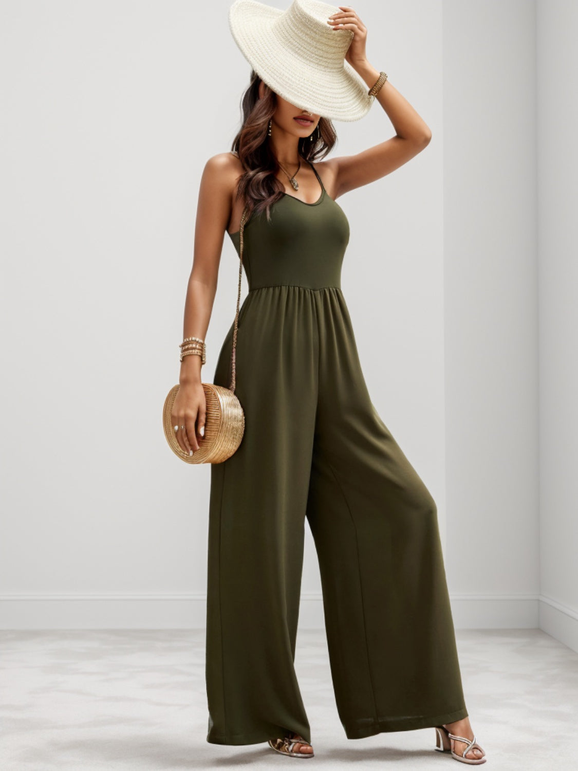 Sunset and Swim  Scoop Neck Spaghetti Strap Wide Leg Jumpsuit Sunset and Swim   