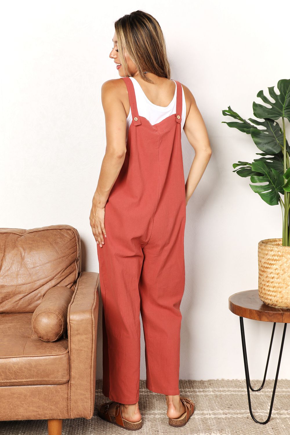 Wide Leg Overalls with Front Pockets Sunset and Swim   