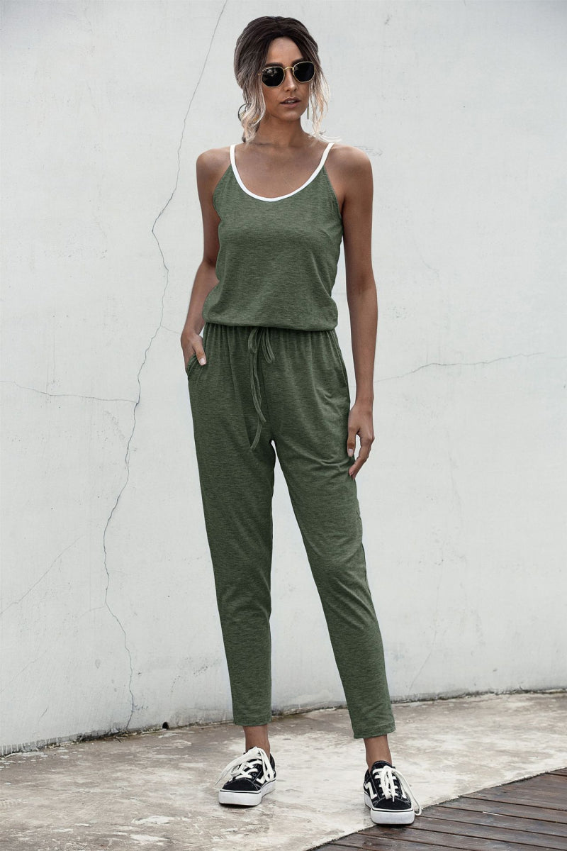 Sunset and Swim Contrast binding Cami Jumpsuit Sunset and Swim Olive S 