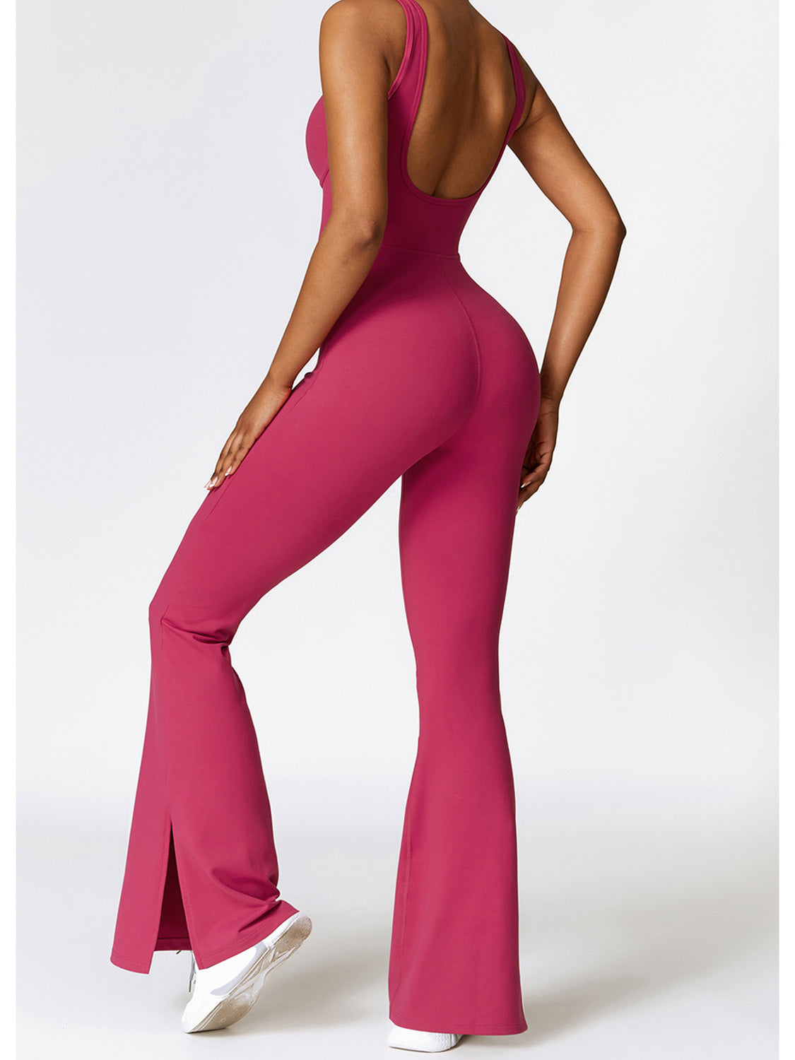 Sunset and Swim  Wide Strap Bootcut Slit Active Jumpsuit Sunset and Swim   