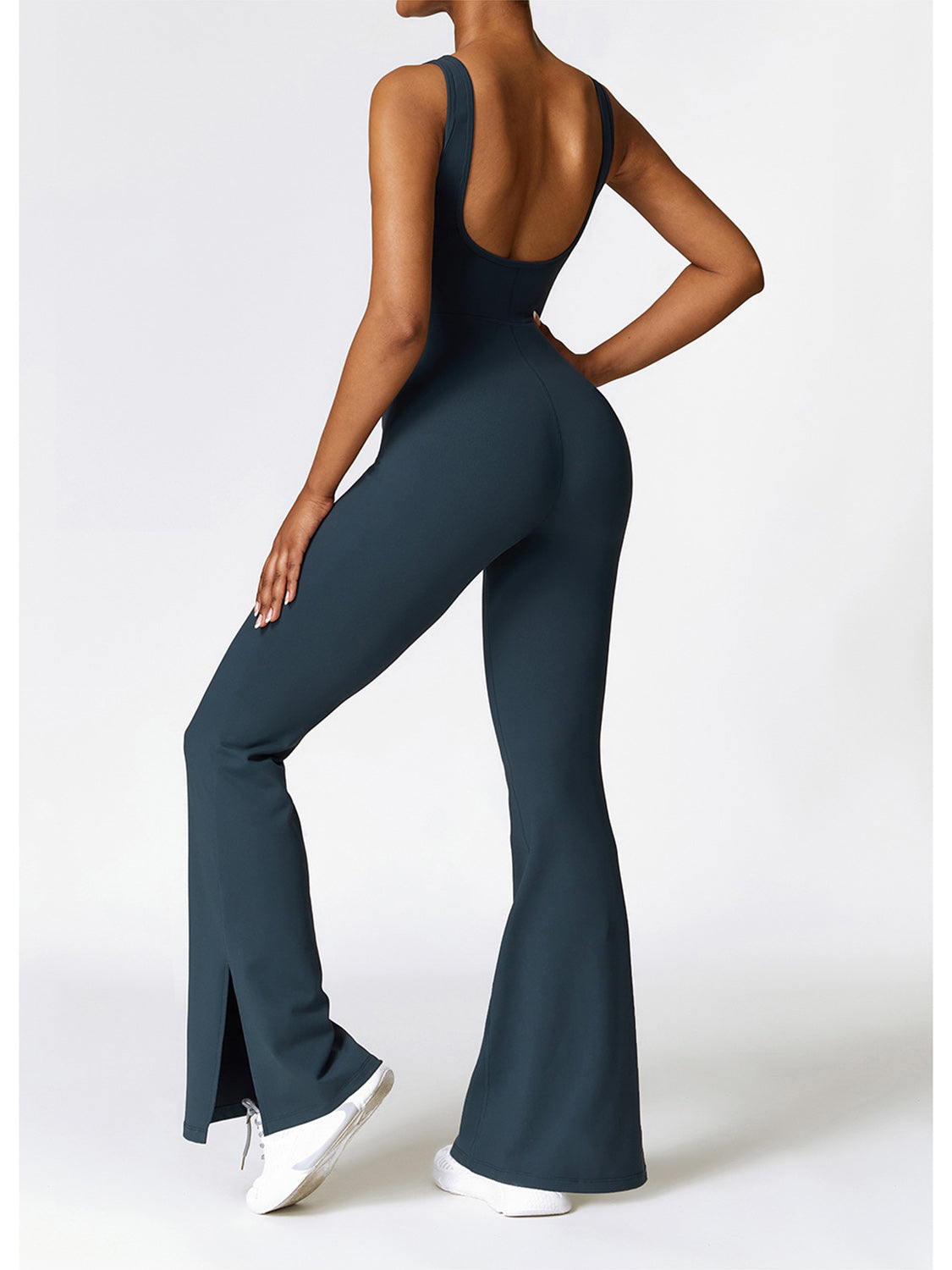 Sunset and Swim  Wide Strap Bootcut Slit Active Jumpsuit Sunset and Swim   