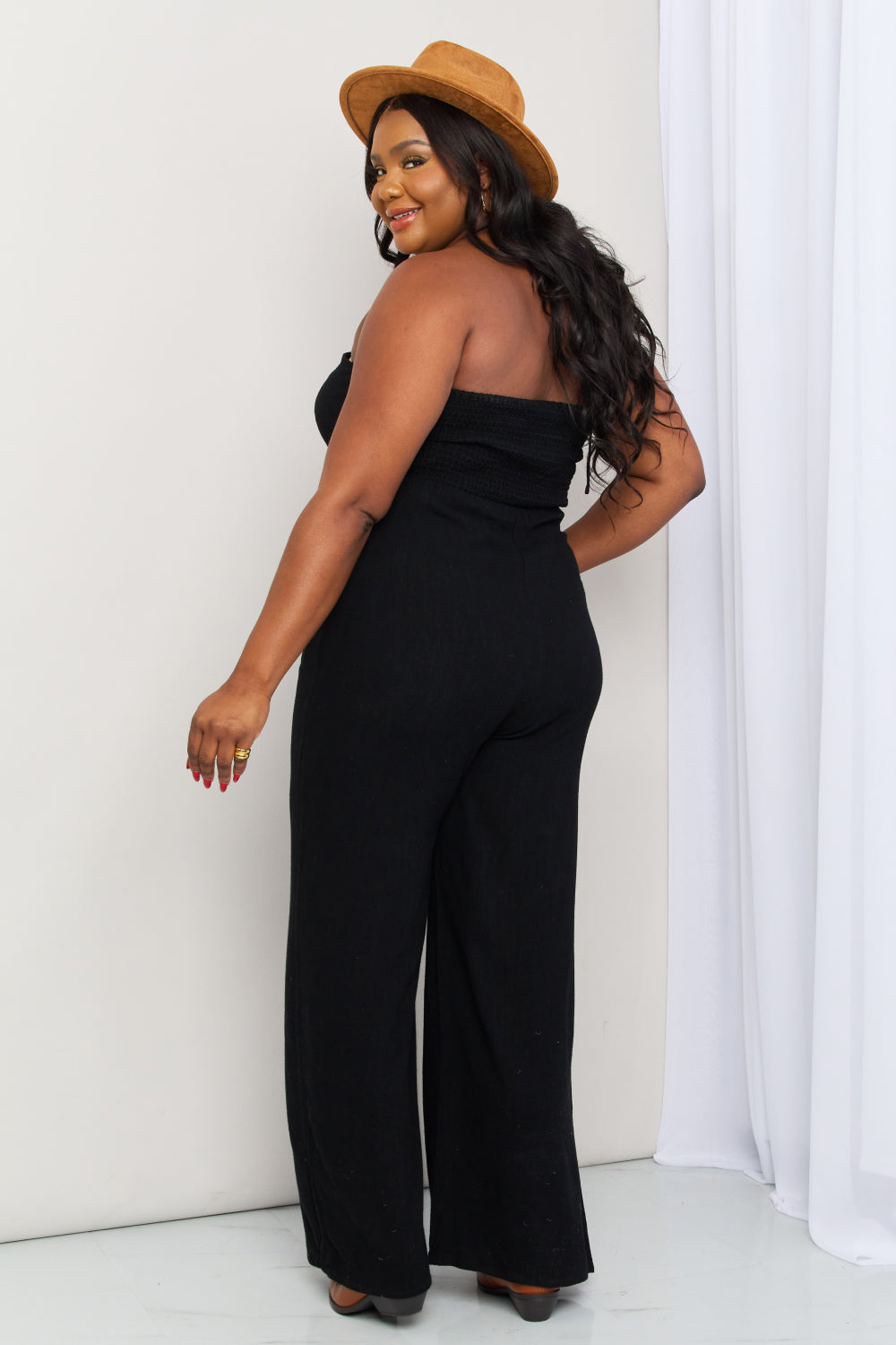 Sunset and Swim Plus Size Halter Neck Wide Leg Jumpsuit with Pockets Sunset and Swim   