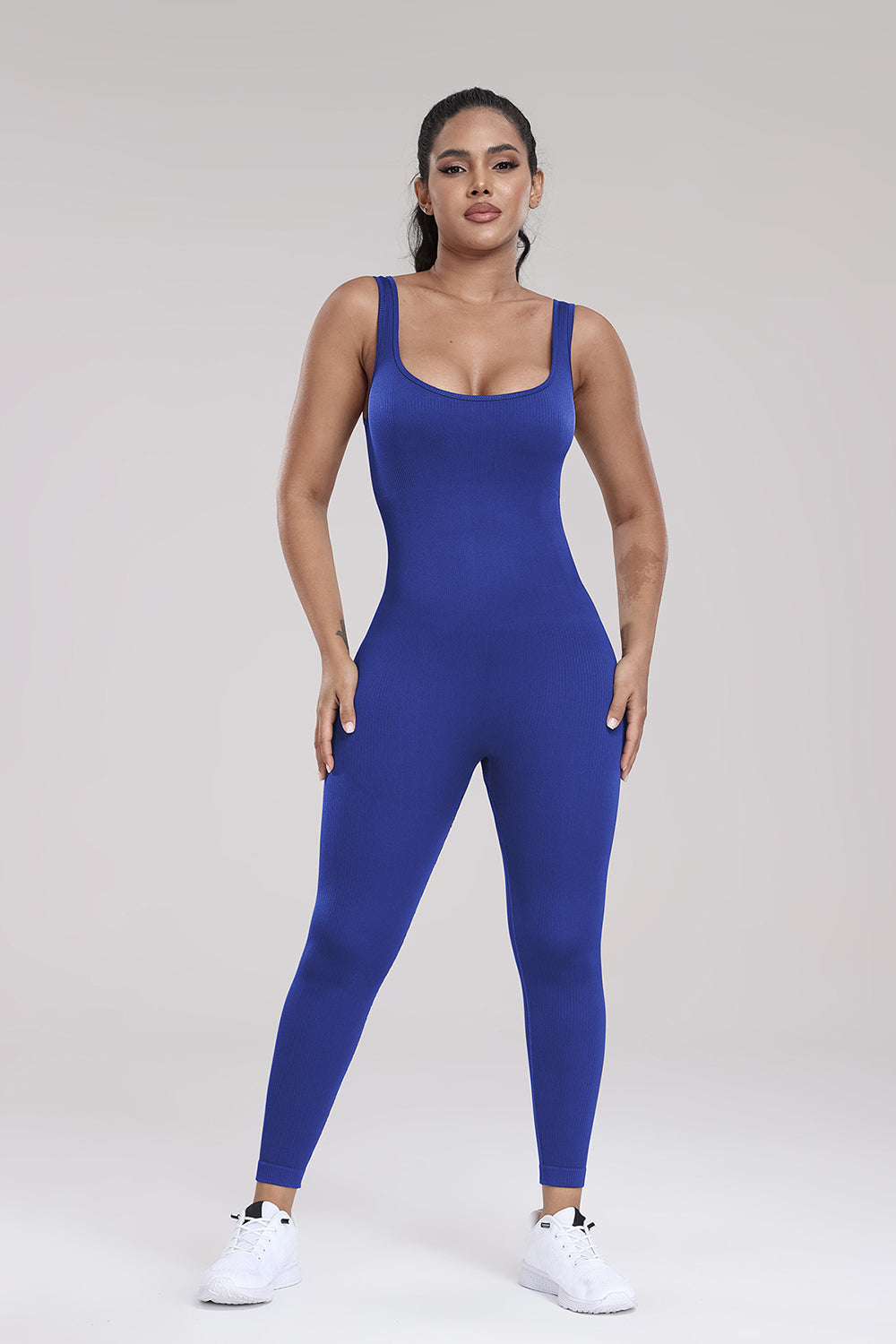 Wide Strap Sleeveless Active Jumpsuit Sunset and Swim Royal  Blue S 
