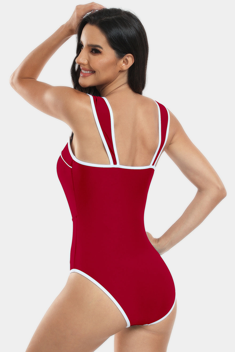 Sunset Vacation  Contrast Trim Wide Strap One-Piece Swimwear Sunset and Swim   