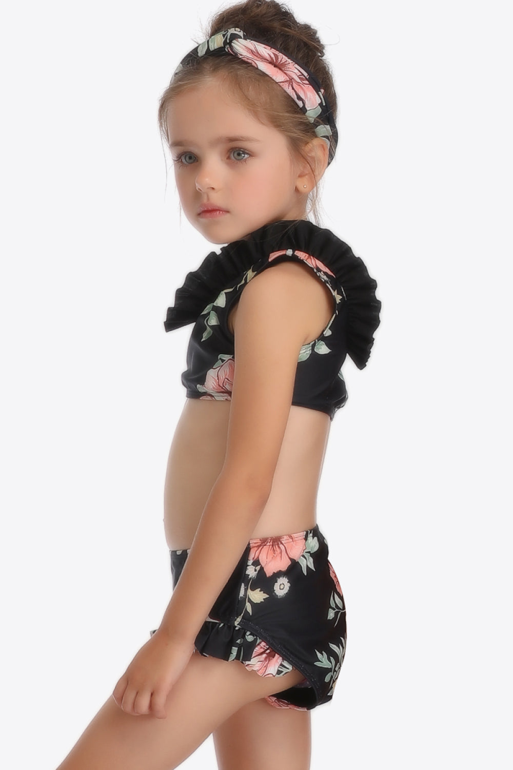 Sunset Vacation  Floral Ruffled Sleeveless Two-Piece Swim Set I Kids Swimwear  Sunset and Swim   