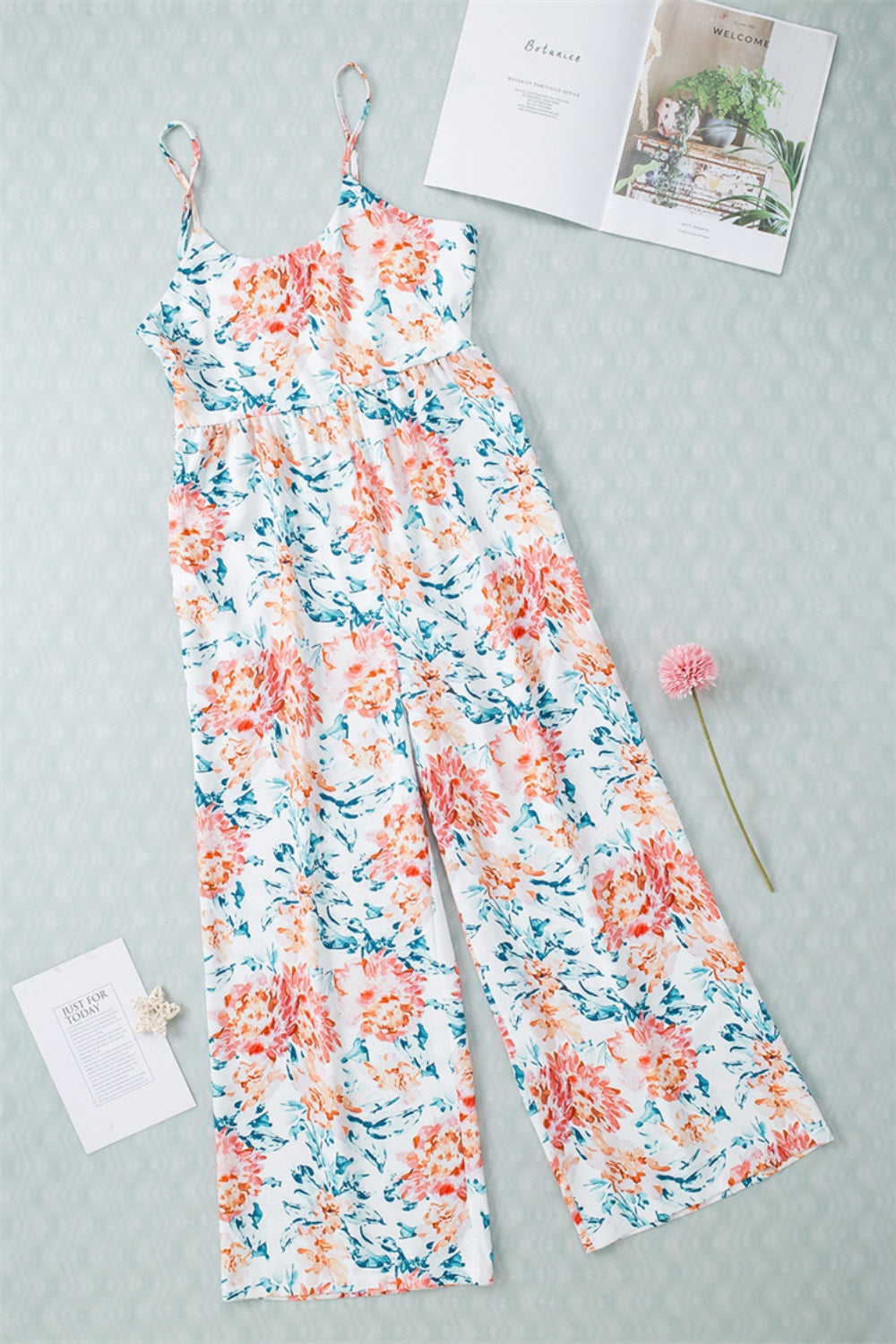 Printed Scoop Neck Wide Leg Jumpsuit Sunset and Swim   