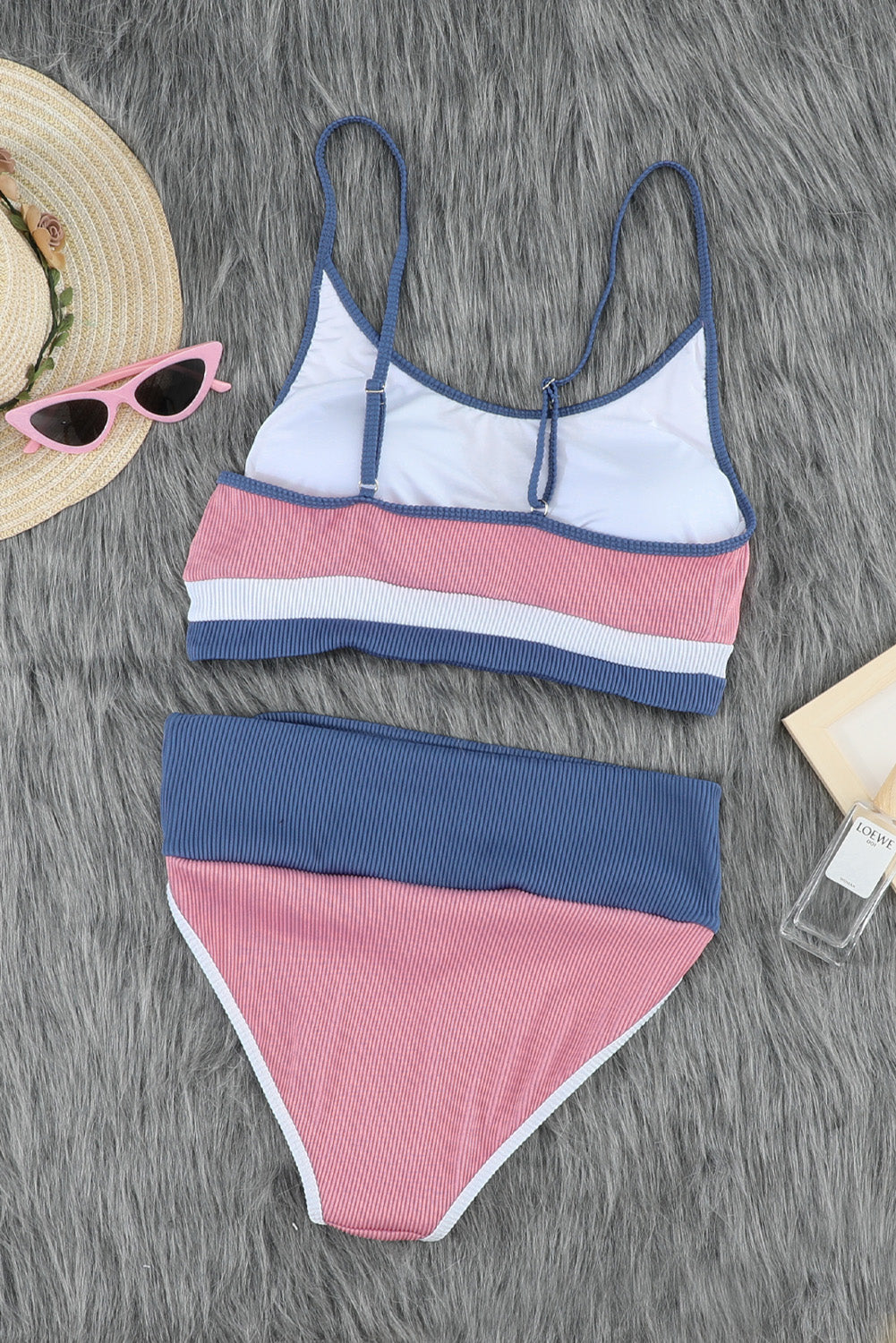 Color Block Scoop Neck Two-Piece Swim Set Sunset and Swim   