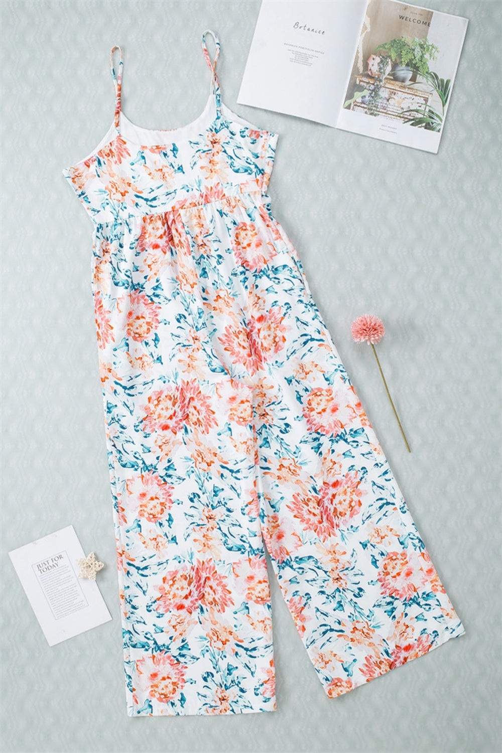 Printed Scoop Neck Wide Leg Jumpsuit Sunset and Swim   