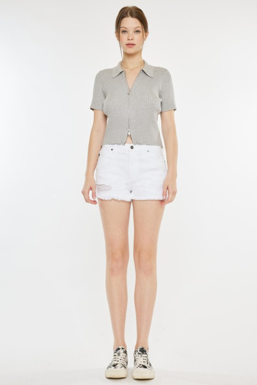 Kancan Raw Hem Distressed Denim Shorts Sunset and Swim   