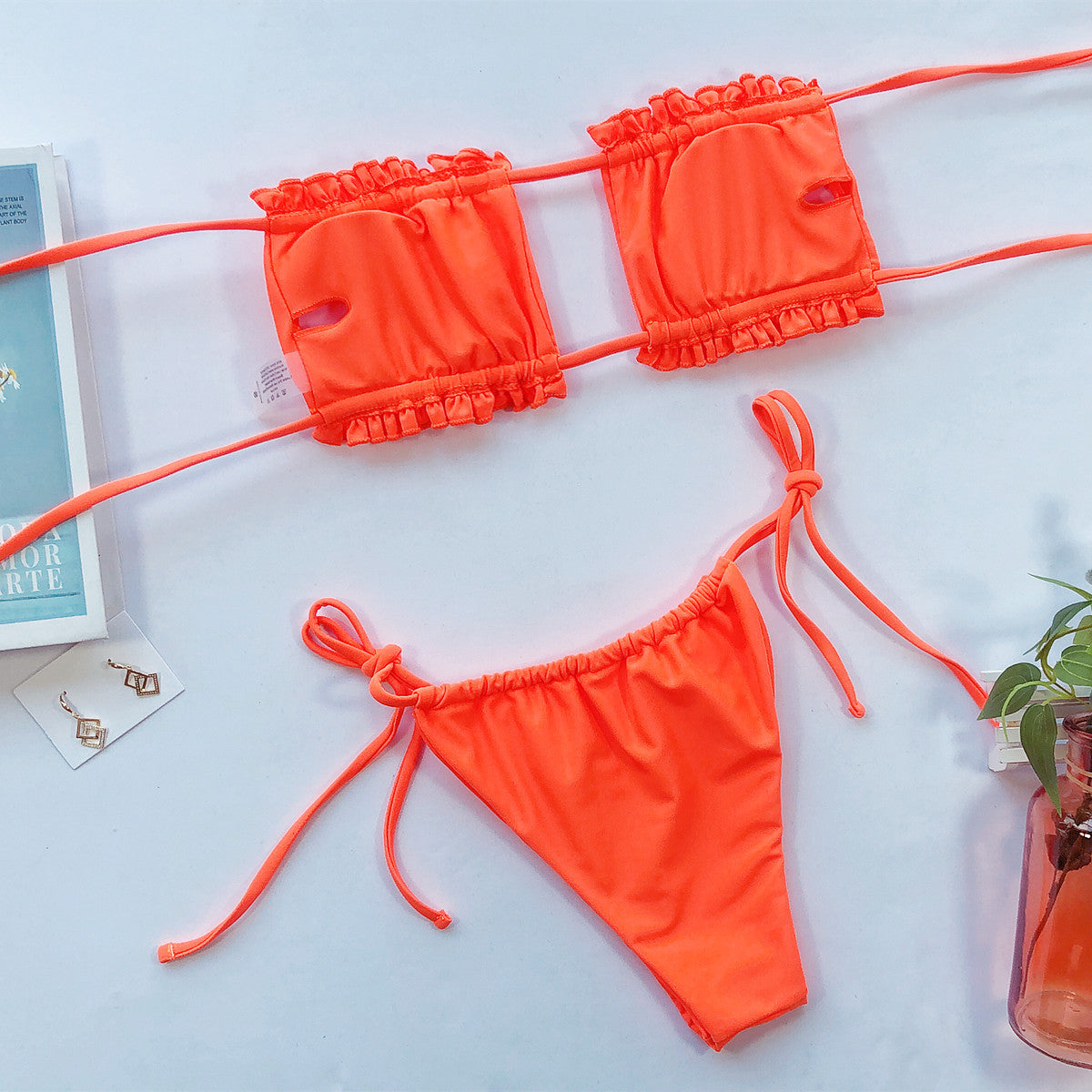 Frill Trim Ruched Bikini Set  Sunset and Swim   