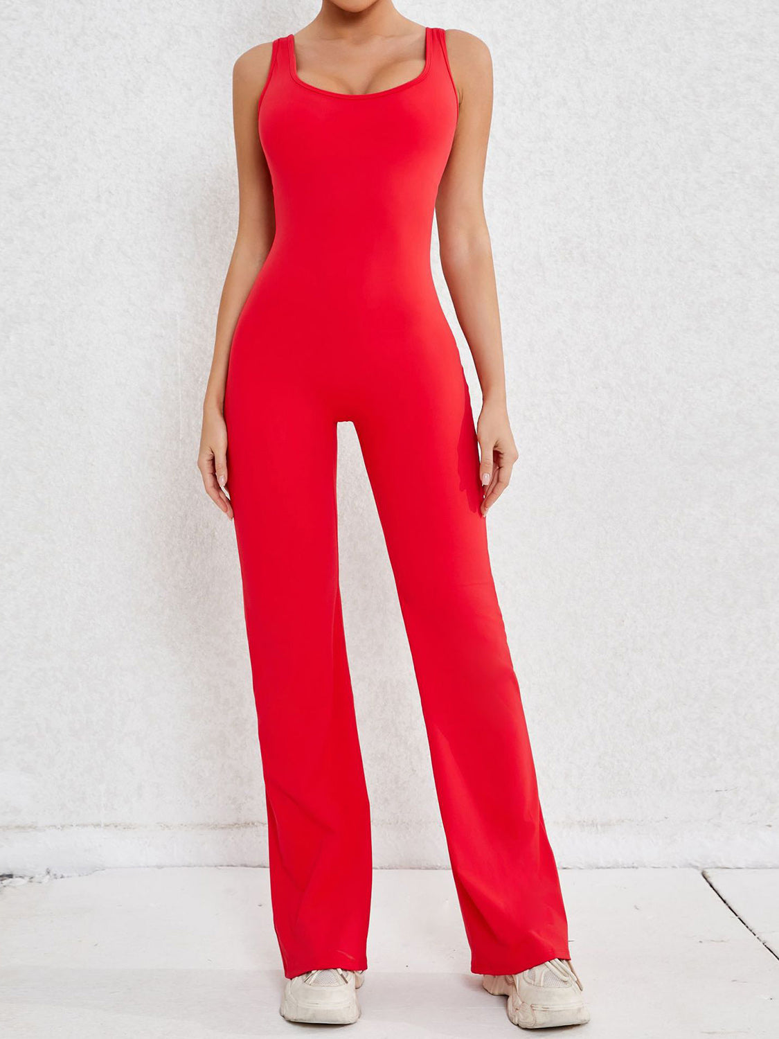 Sunset and Swim  Cutout Wide Strap Scoop Neck Active Jumpsuit  Sunset and Swim Red S 