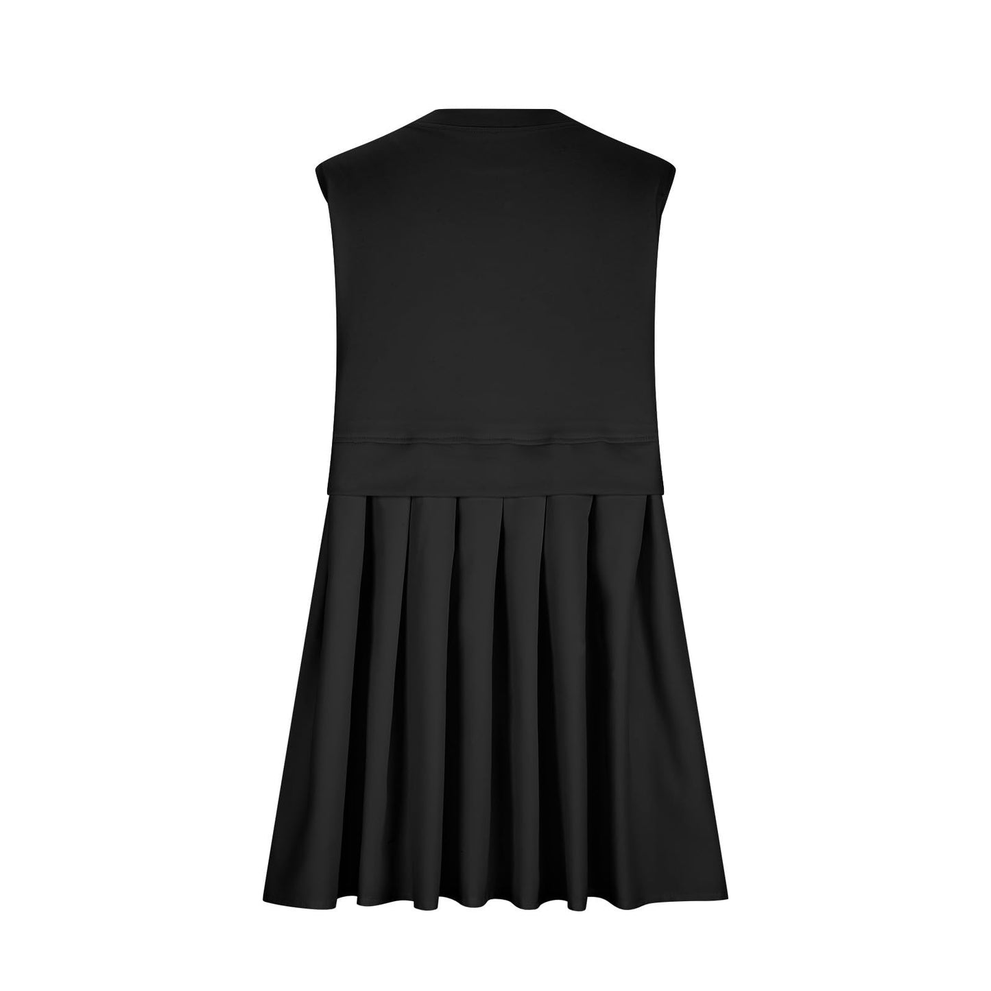 Pleated Round Neck Sleeveless Mini Dress Sunset and Swim   