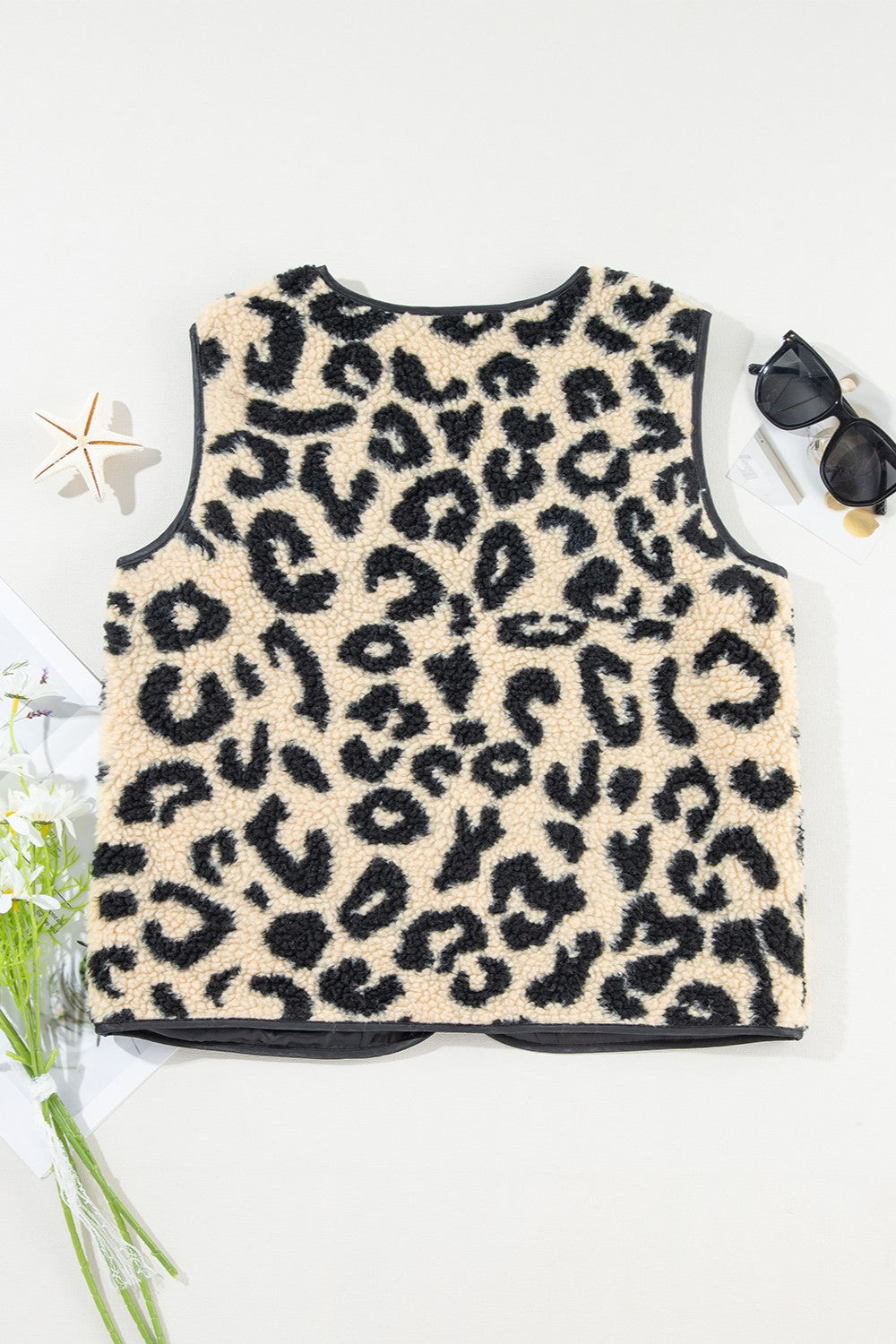 Leopard Button Up Vest Coat Sunset and Swim   